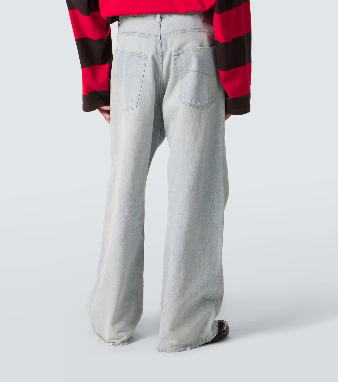 Balenciaga - Leather-trimmed wide-leg jeans
