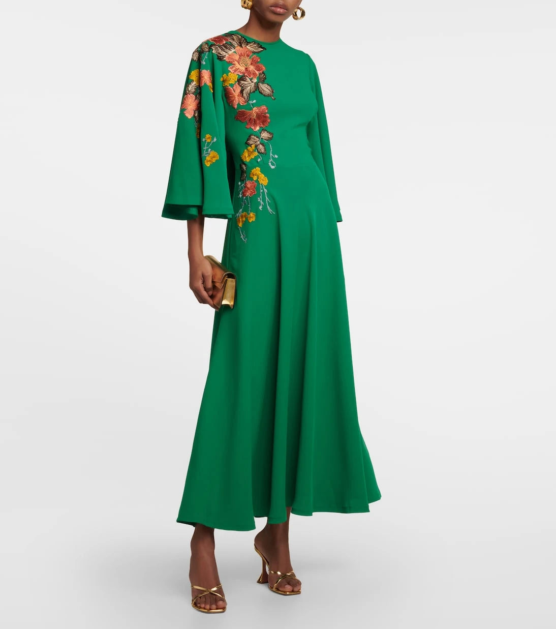 Costarellos - Zinnia embroidered cape maxi dress