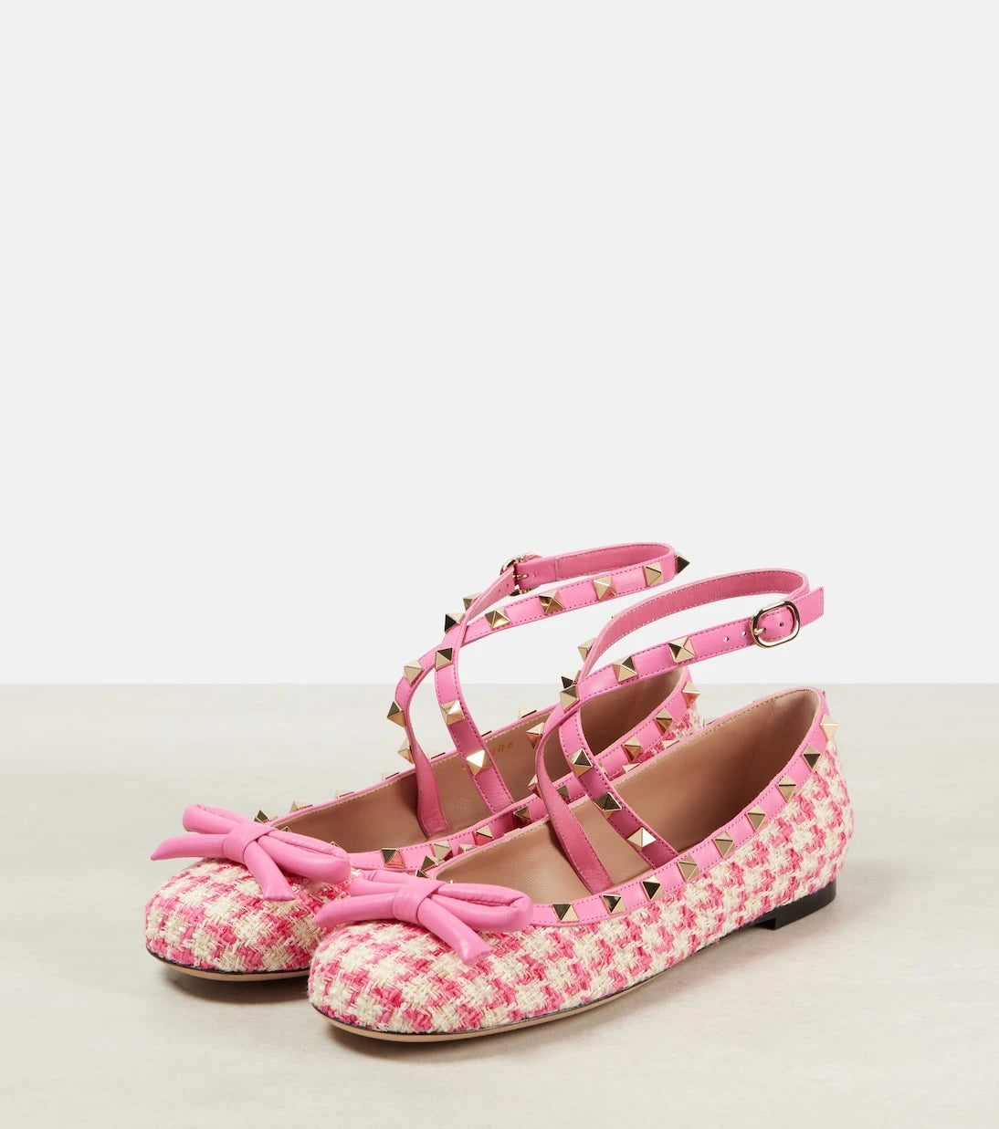 Valentino Garavani - Rockstud tweed ballet flats