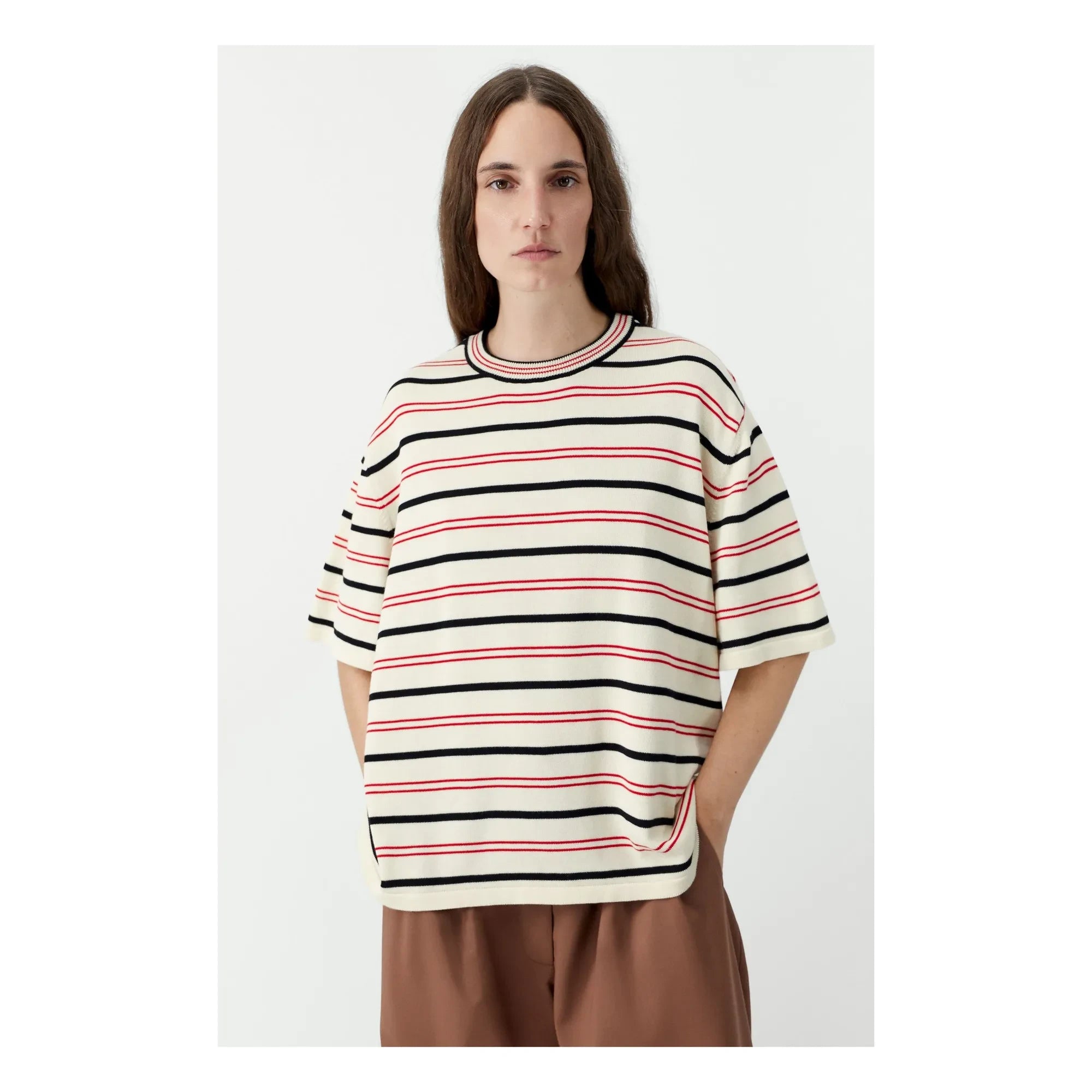 Cordera - Stripes Organic Cotton T-shirt | Ecru