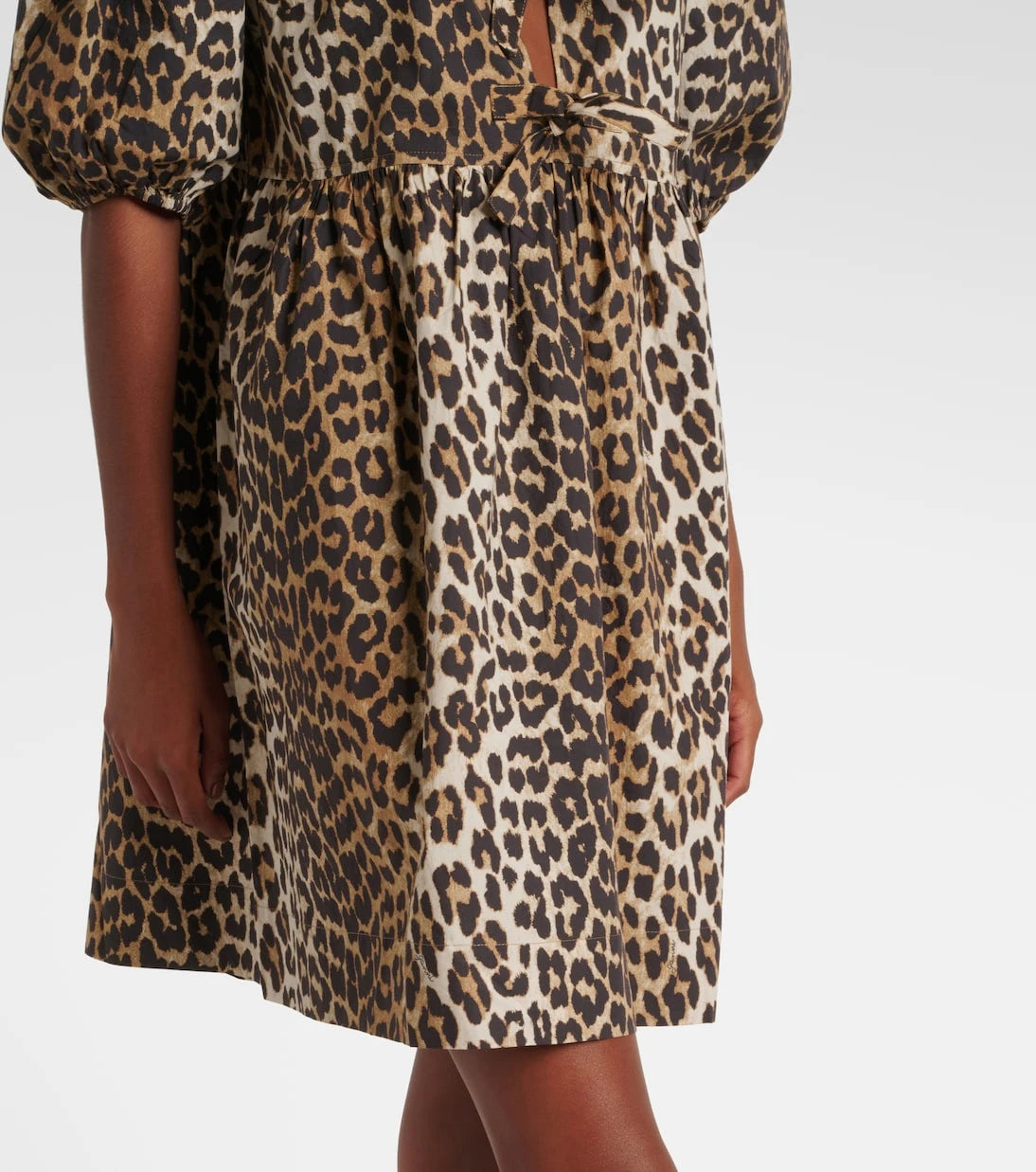 Ganni - Leopard-print cotton minidress