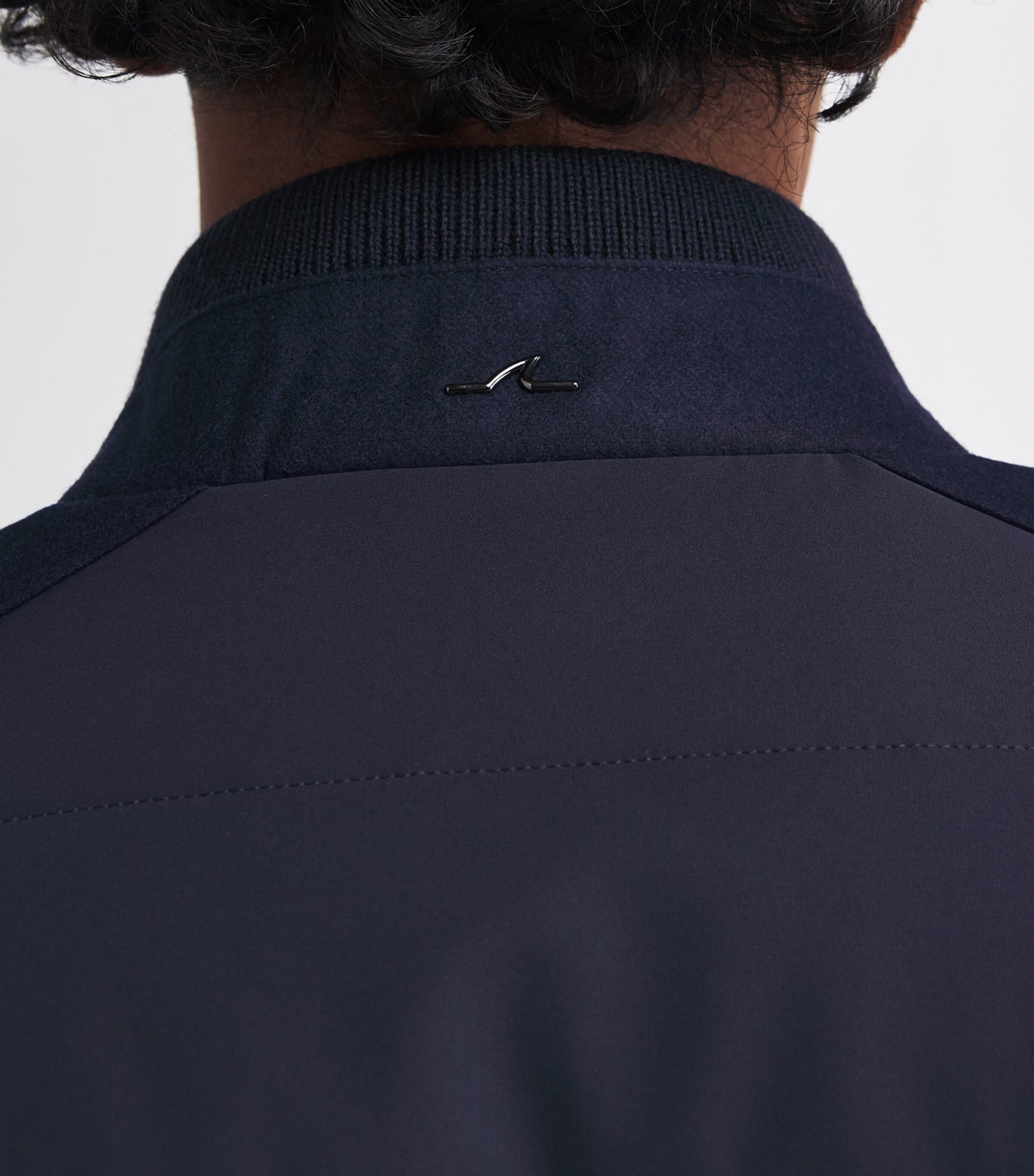 Paul & Shark Blue Wool Panelled Ribbed Zipped Sweater