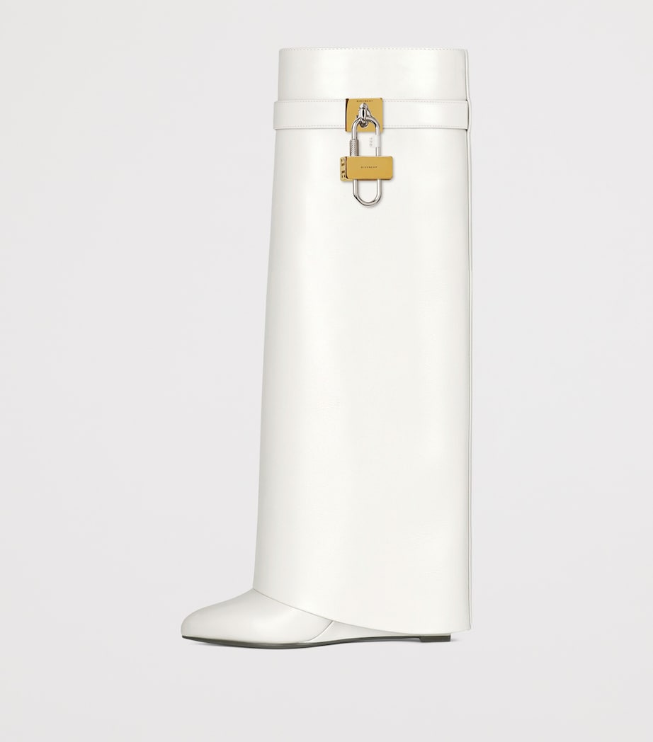 Givenchy White Leather Shark Lock Knee-High Boots 90