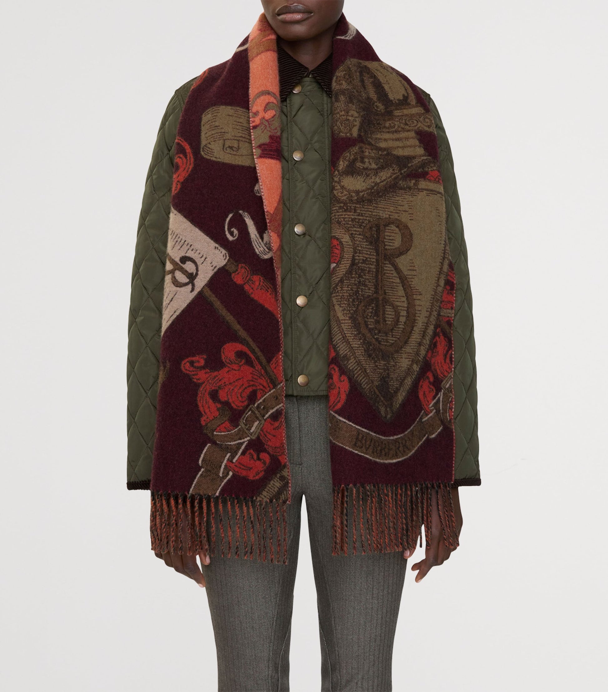 Burberry Red Cashmere EKD Scarf