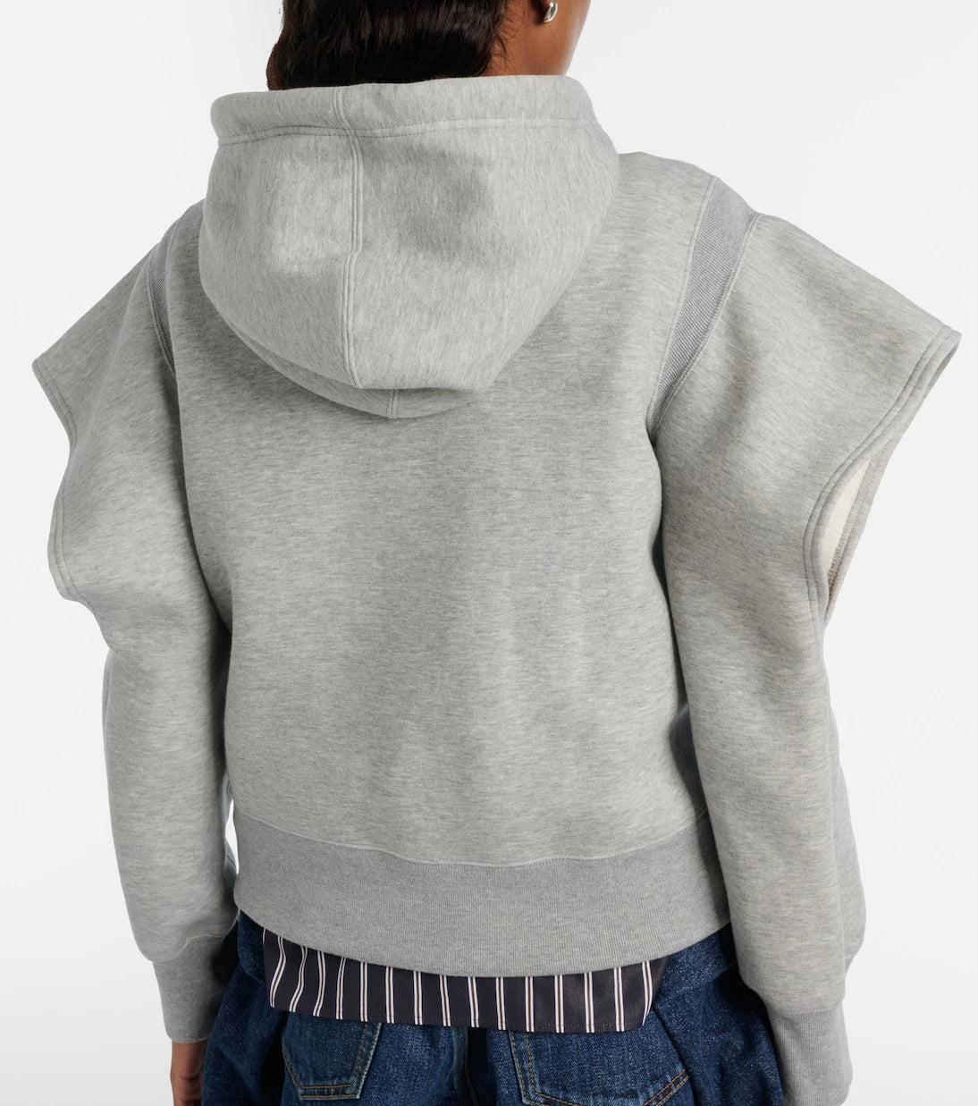 Sacai - Cutout cotton-blend fleece hoodie