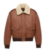 Saint Laurent Brown Shearling Collar Leather Jacket
