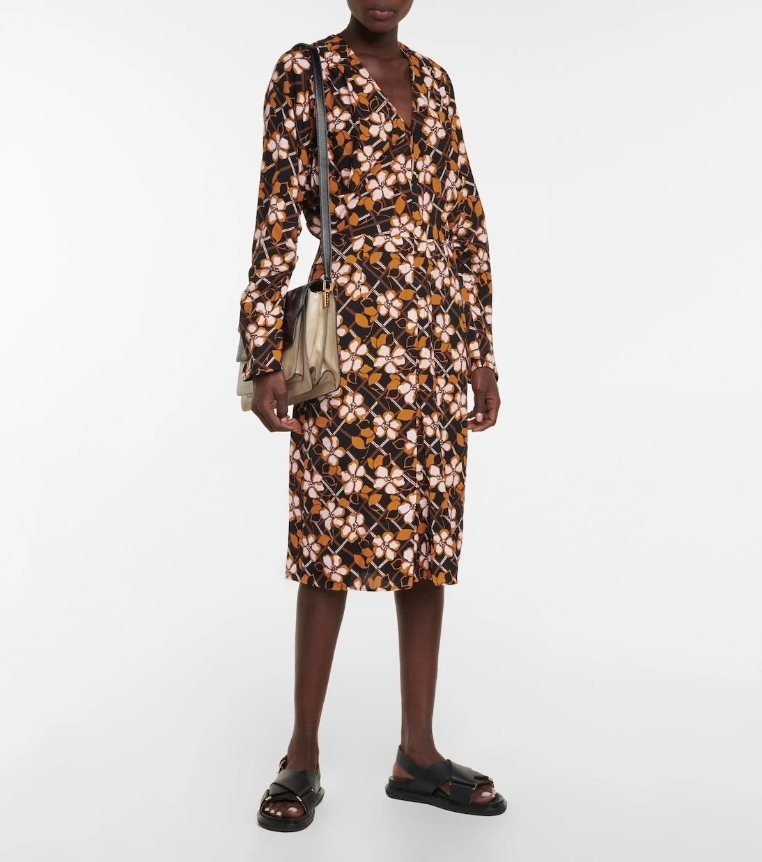 Marni - Floral-printed pleated midi dress