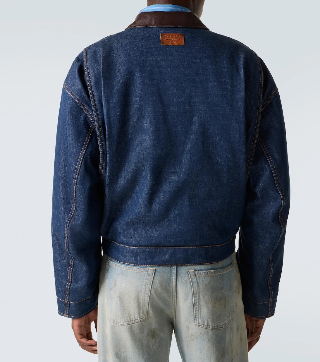 Acne Studios - جاكيت دينم بحواف جلدية