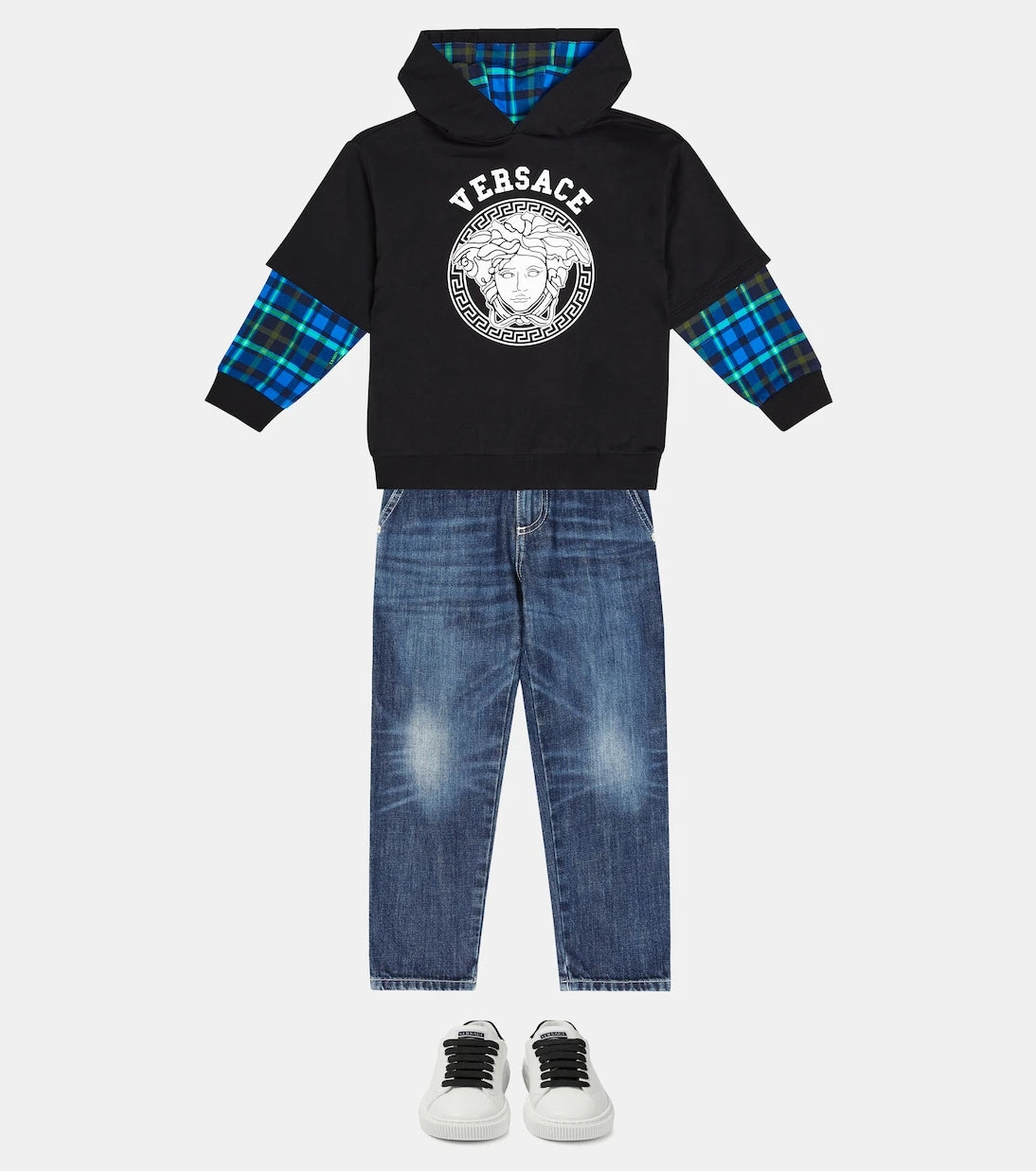 Versace Kids - جينز مستقيم بشعار