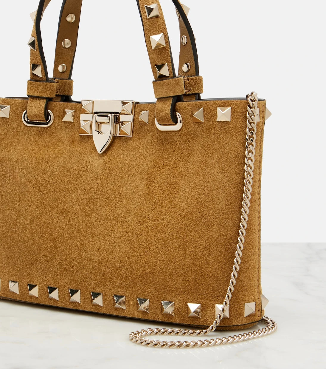 Valentino Garavani - Rockstud Mini suede top-handle bag