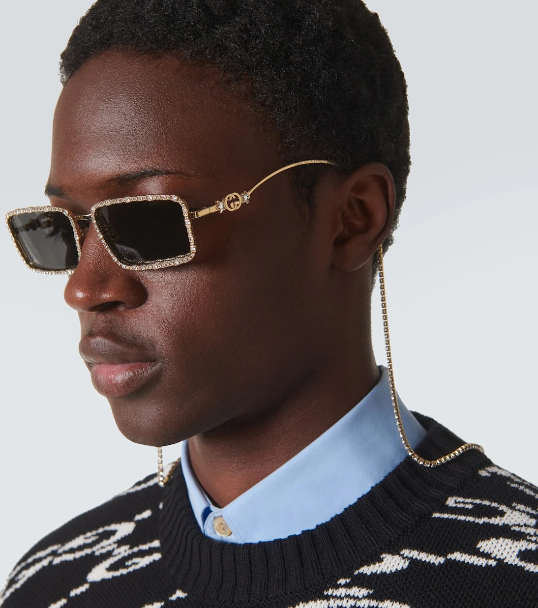 Gucci - Embellished rectangular sunglasses