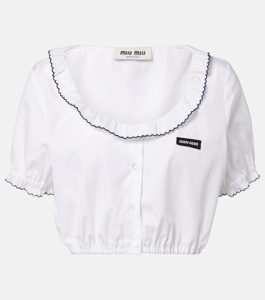 Miu Miu - Scalloped cotton poplin crop top