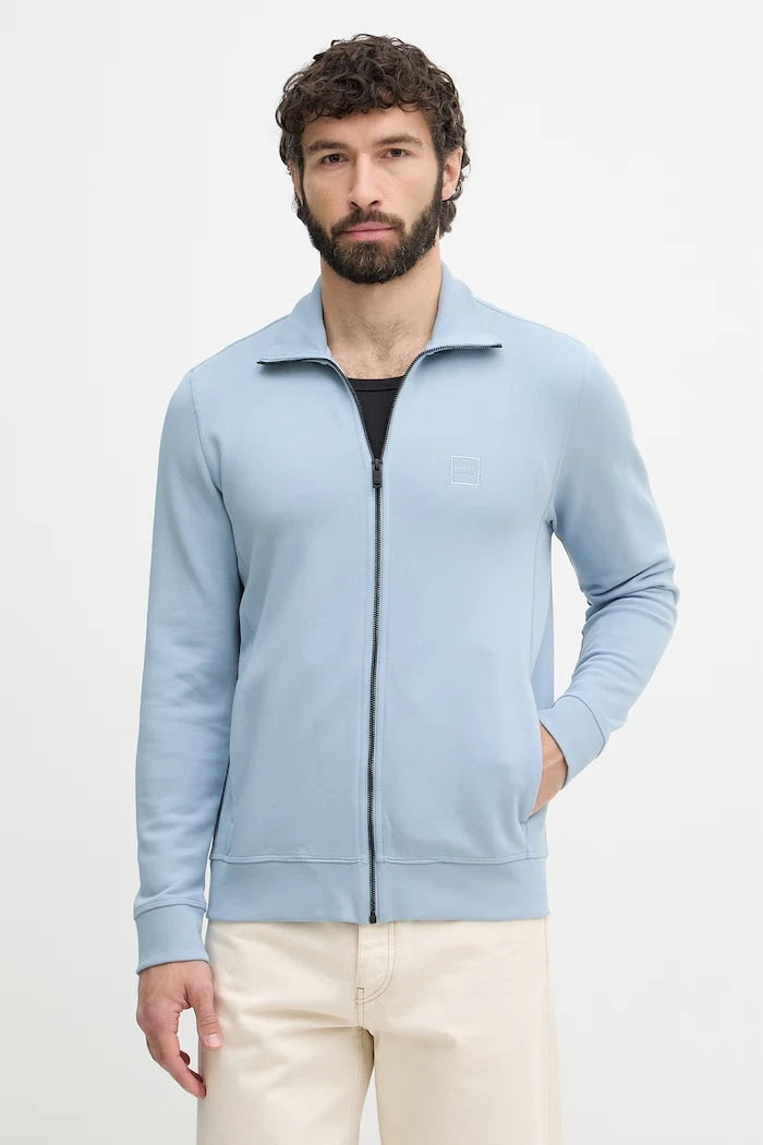 BOSS Orange pamuklu erkek fermuarlı sweatshirt Zestart