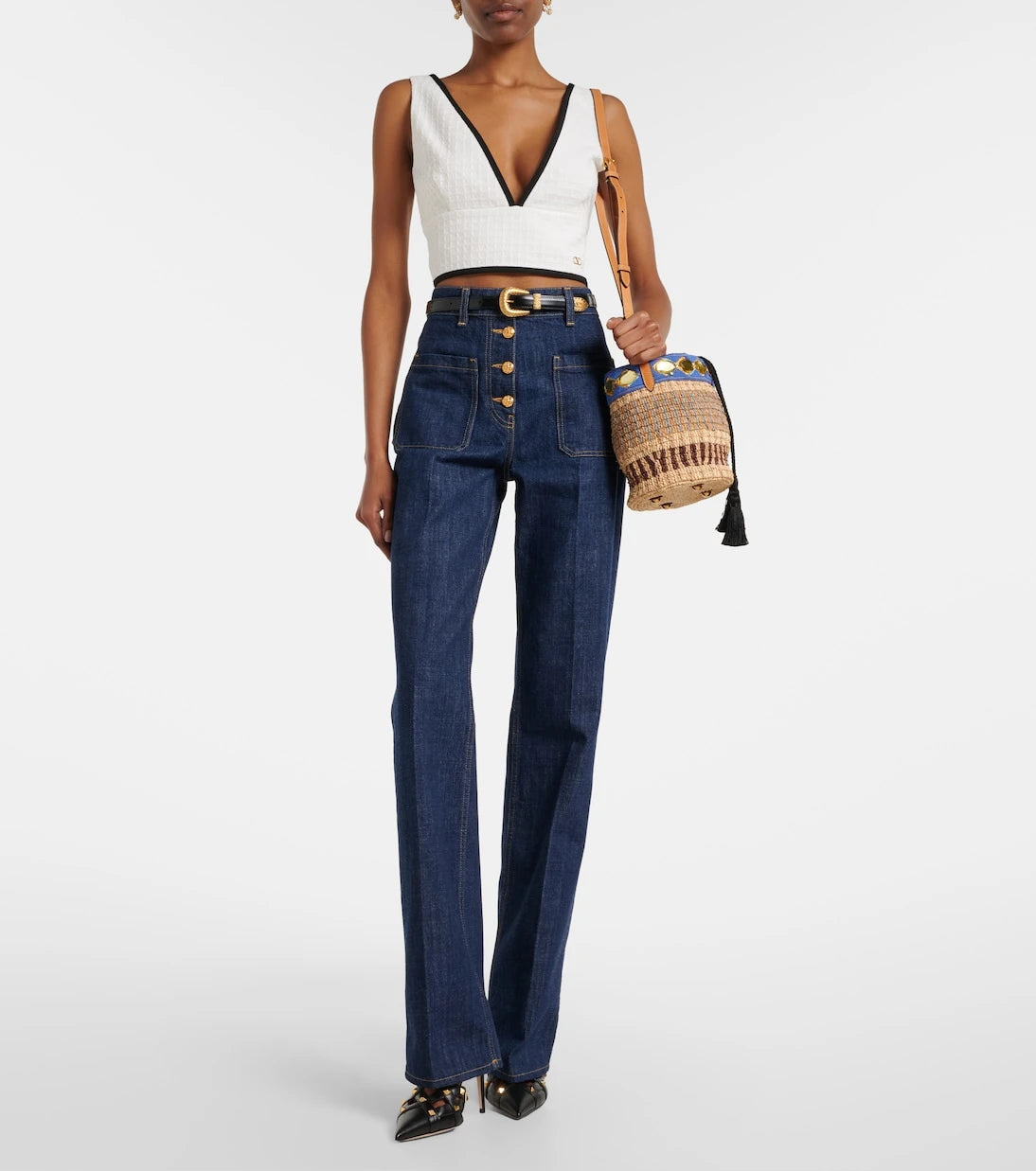 Valentino - High-rise flared jeans