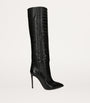 Paris Texas Black Croc-Embossed Knee-High Boots 105