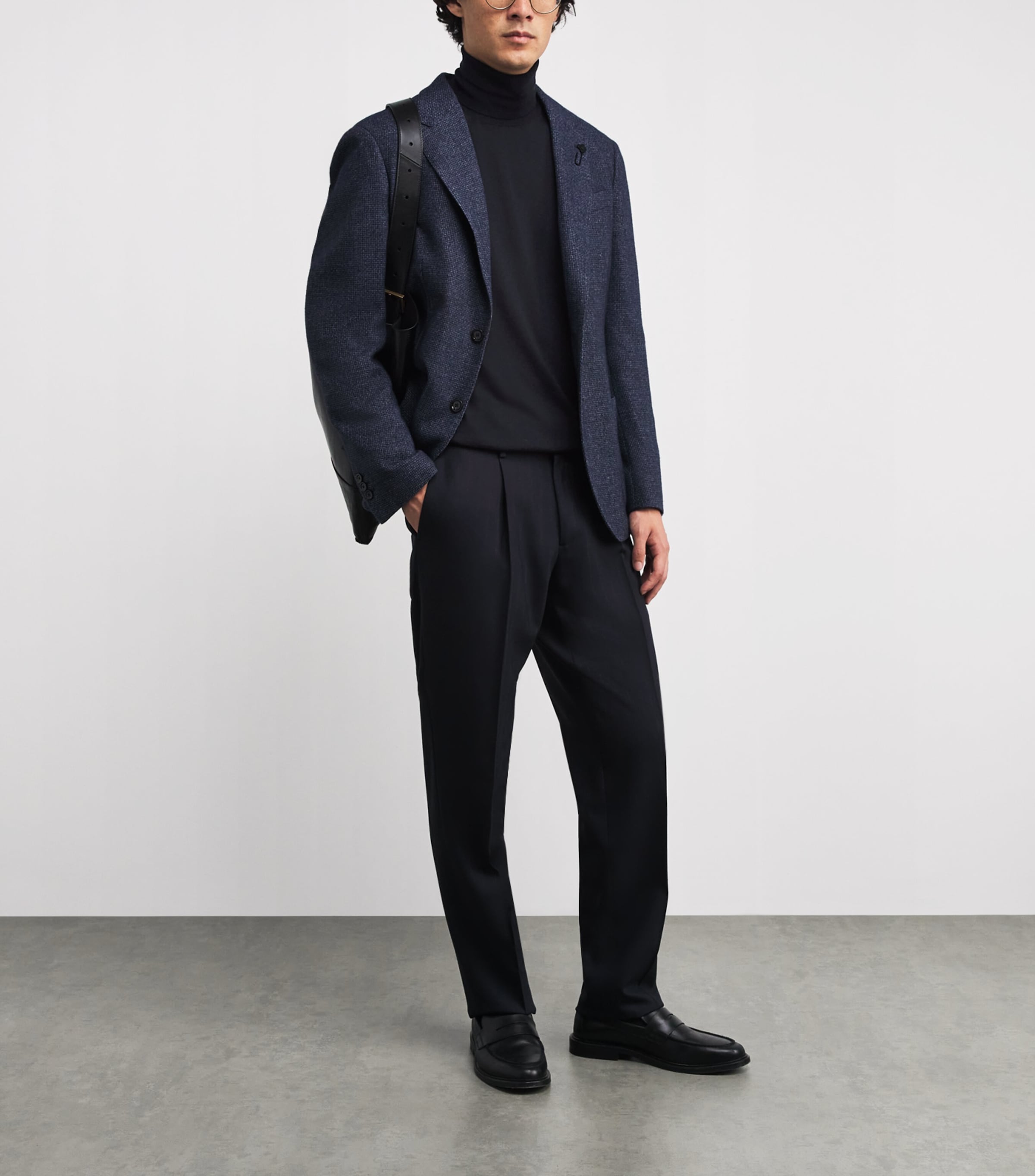 Navy Virgin Wool Rollneck Sweater