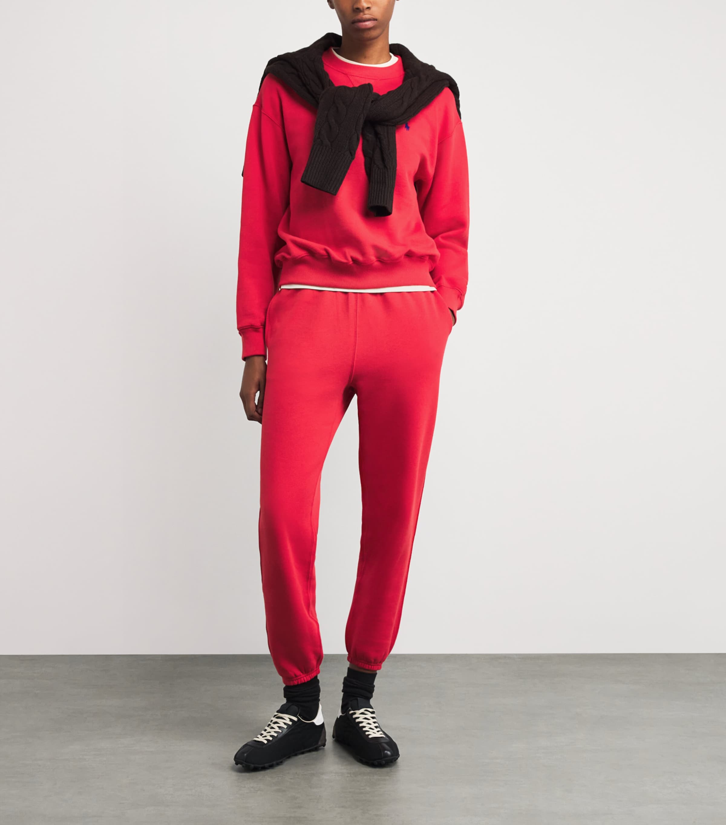 Cotton-Blend Polo Pony Sweatpants DEEP ORANGEY RED