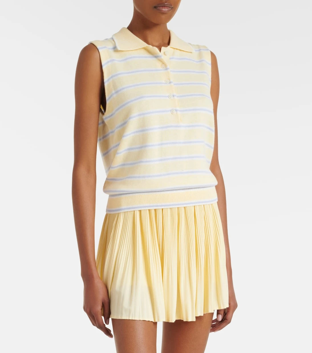 Varley - Rue striped cotton-blend polo shirt