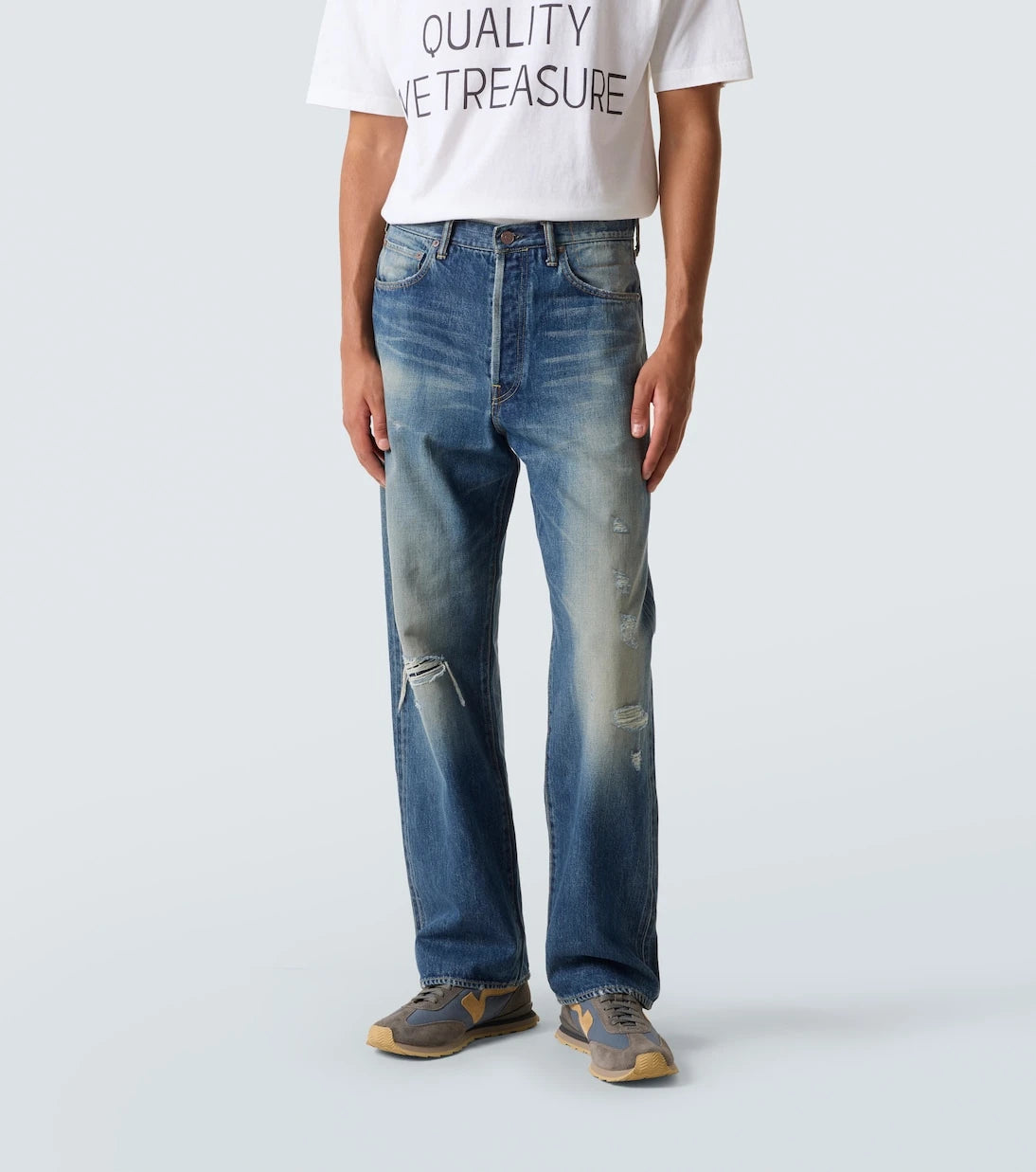 Visvim - بنطلون جينز Social Sculpture 01 بقصّة مستقيمة مُمزّق