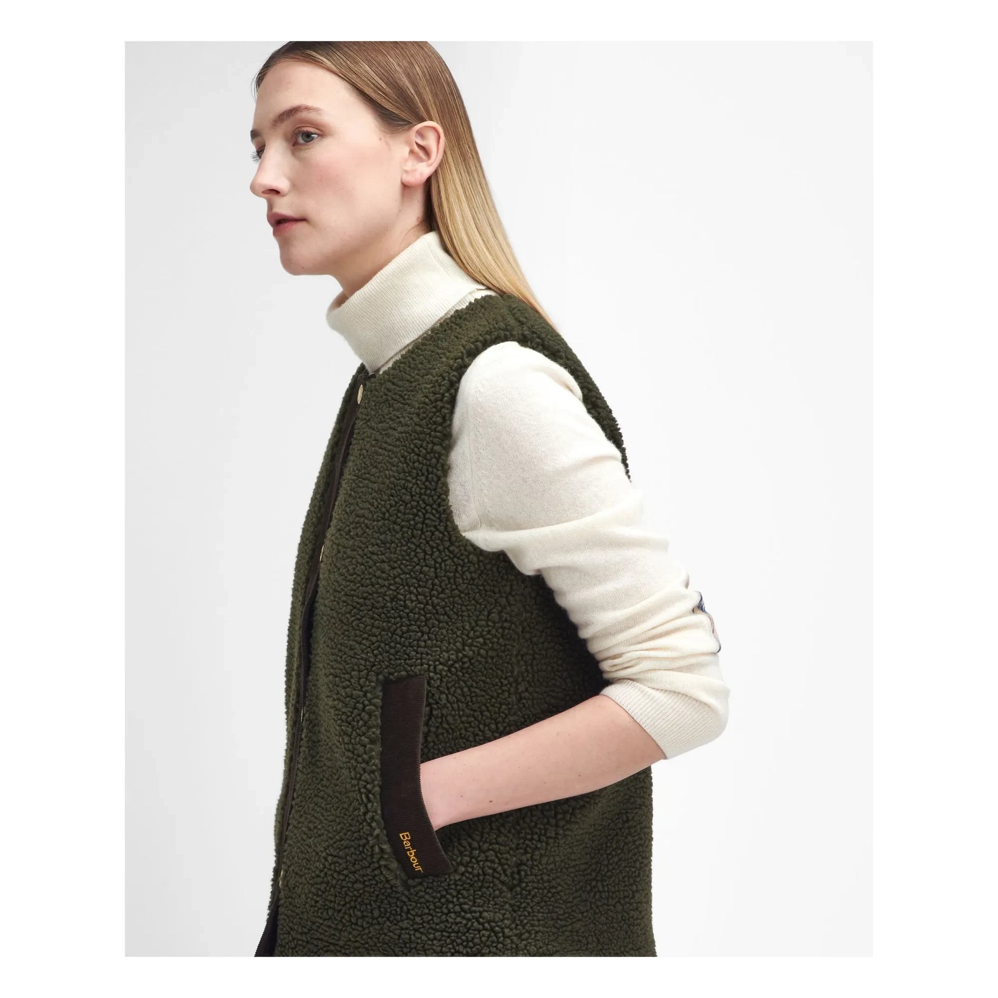 Barbour - Dulsie Shearling Sleeveless Jacket | Olive green