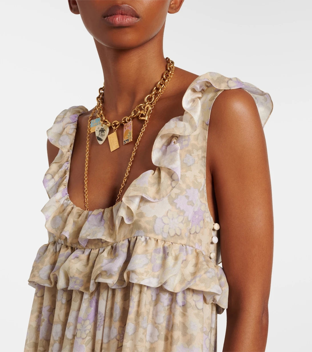 Chloé - Floral ruffled silk charmeuse maxi dress