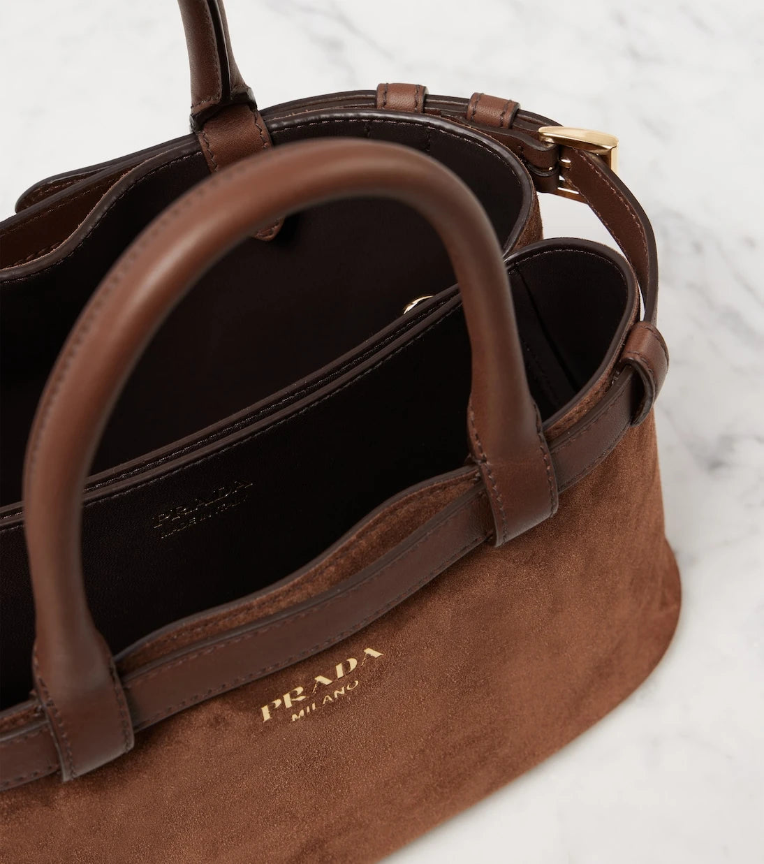 Prada - Prada Buckle Small suede tote bag