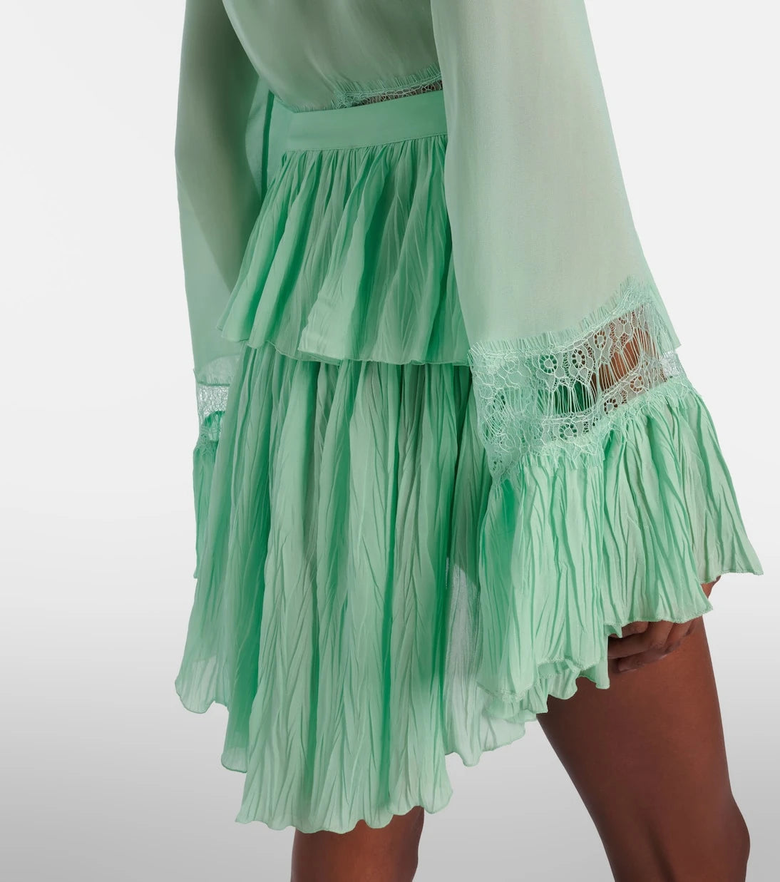 Blumarine - Plissé tiered georgette miniskirt