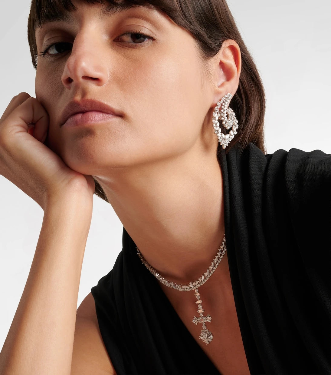 Yeprem - Y-Couture 18kt white gold drop earrings with diamonds