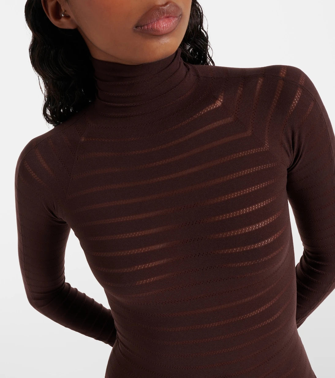 Alaïa - بودي سوت مخطط بياقة مدورة