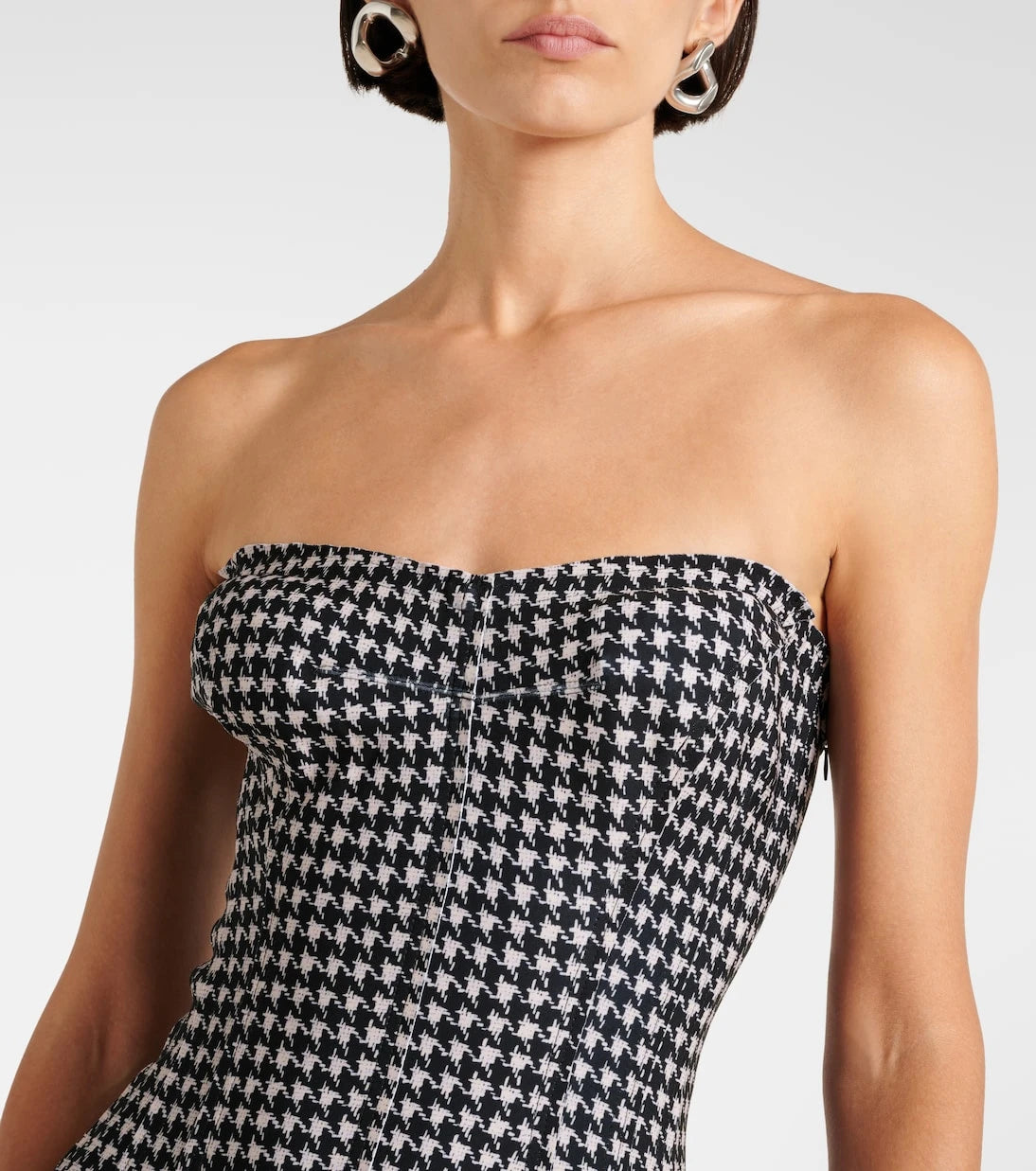 Norma Kamali - Strapless Grace houndstooth minidress