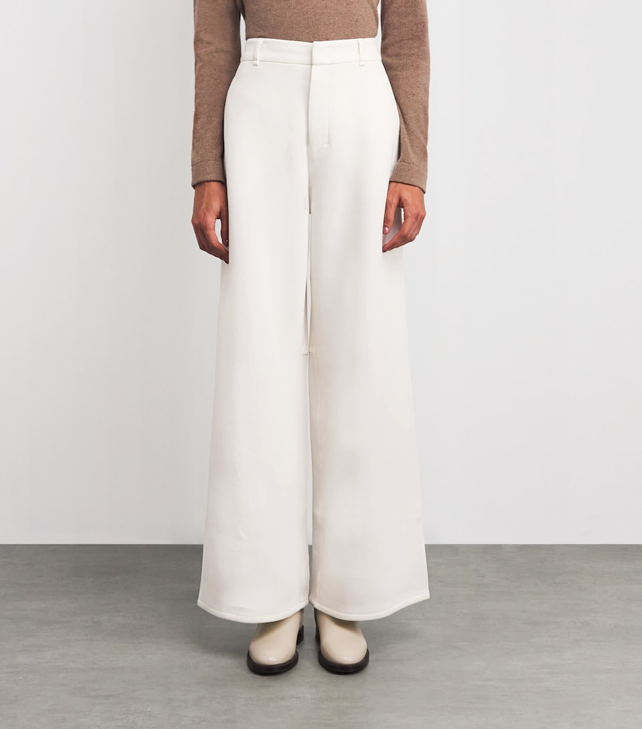 Max Mara White Cotton-Blend Jersey Trousers