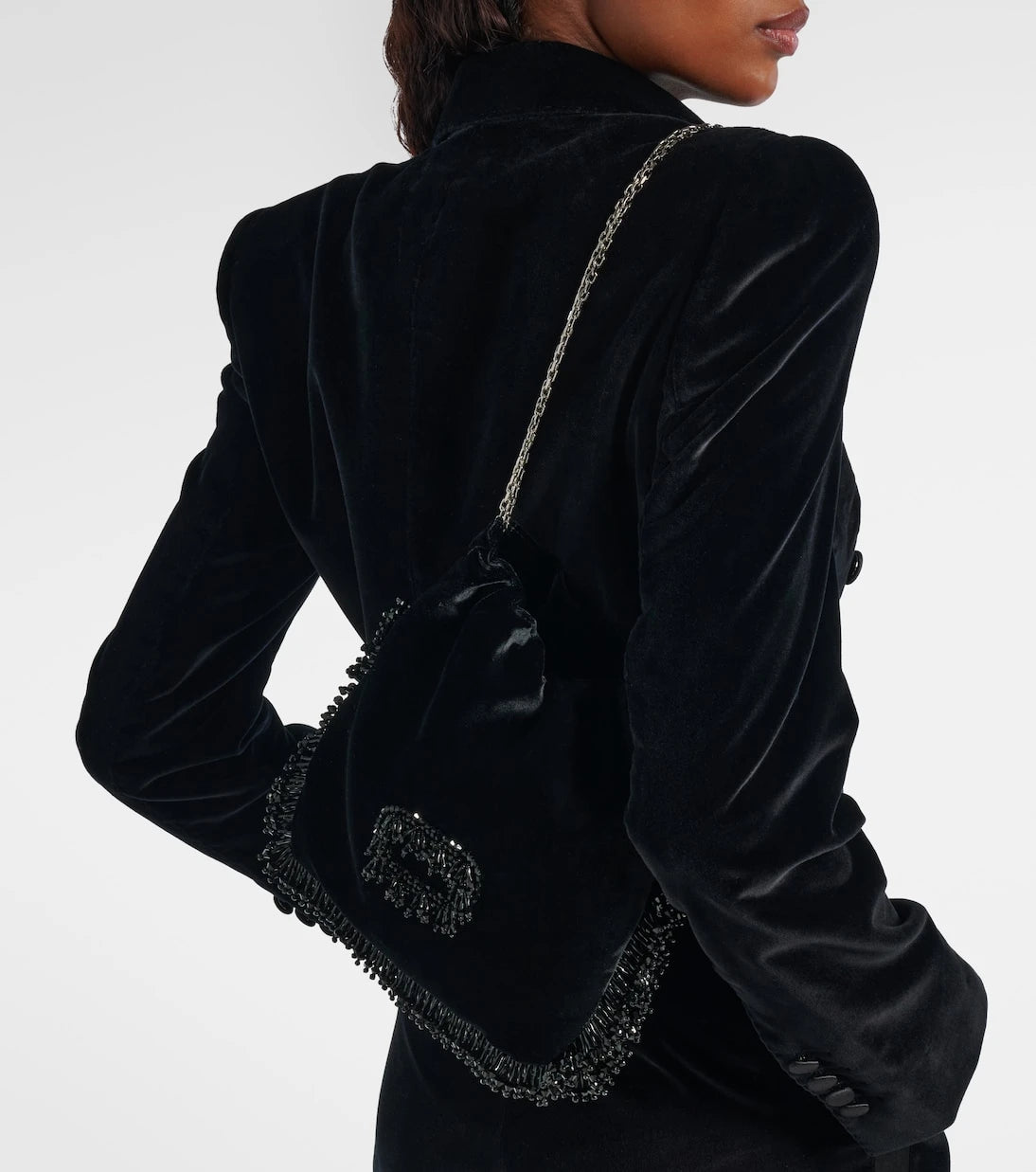 Roger Vivier - Pilgrim Mini beaded velvet bucket bag
