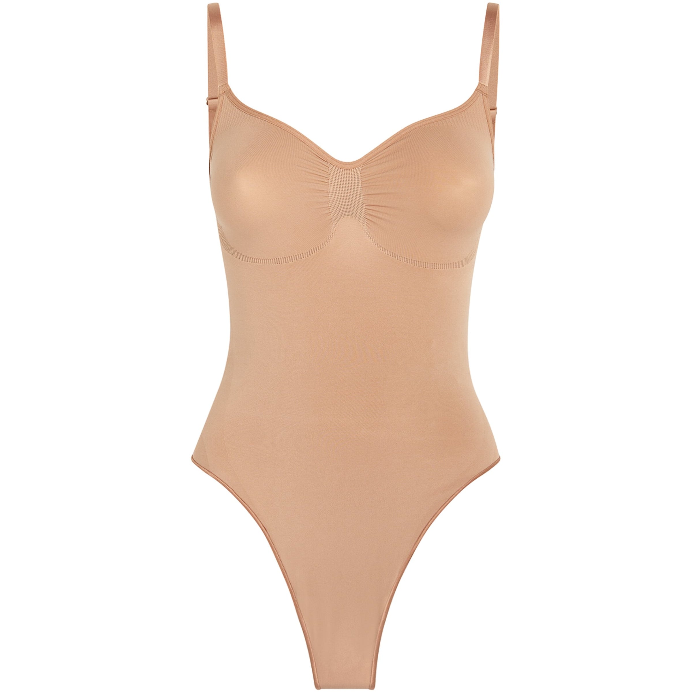 Skims Brown Seamless Sculpt Thong Bodysuit