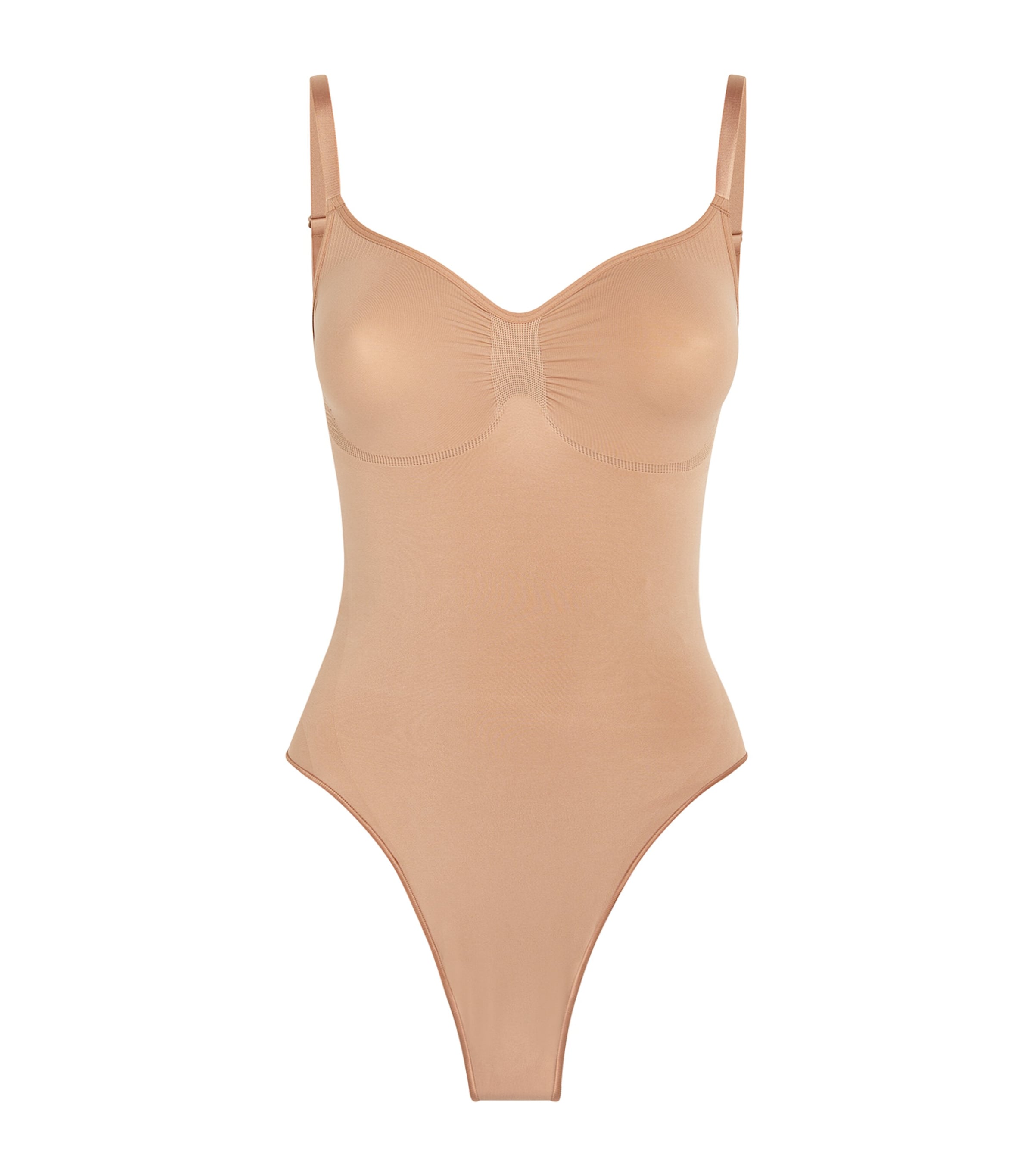 Skims Brown Seamless Sculpt Thong Bodysuit