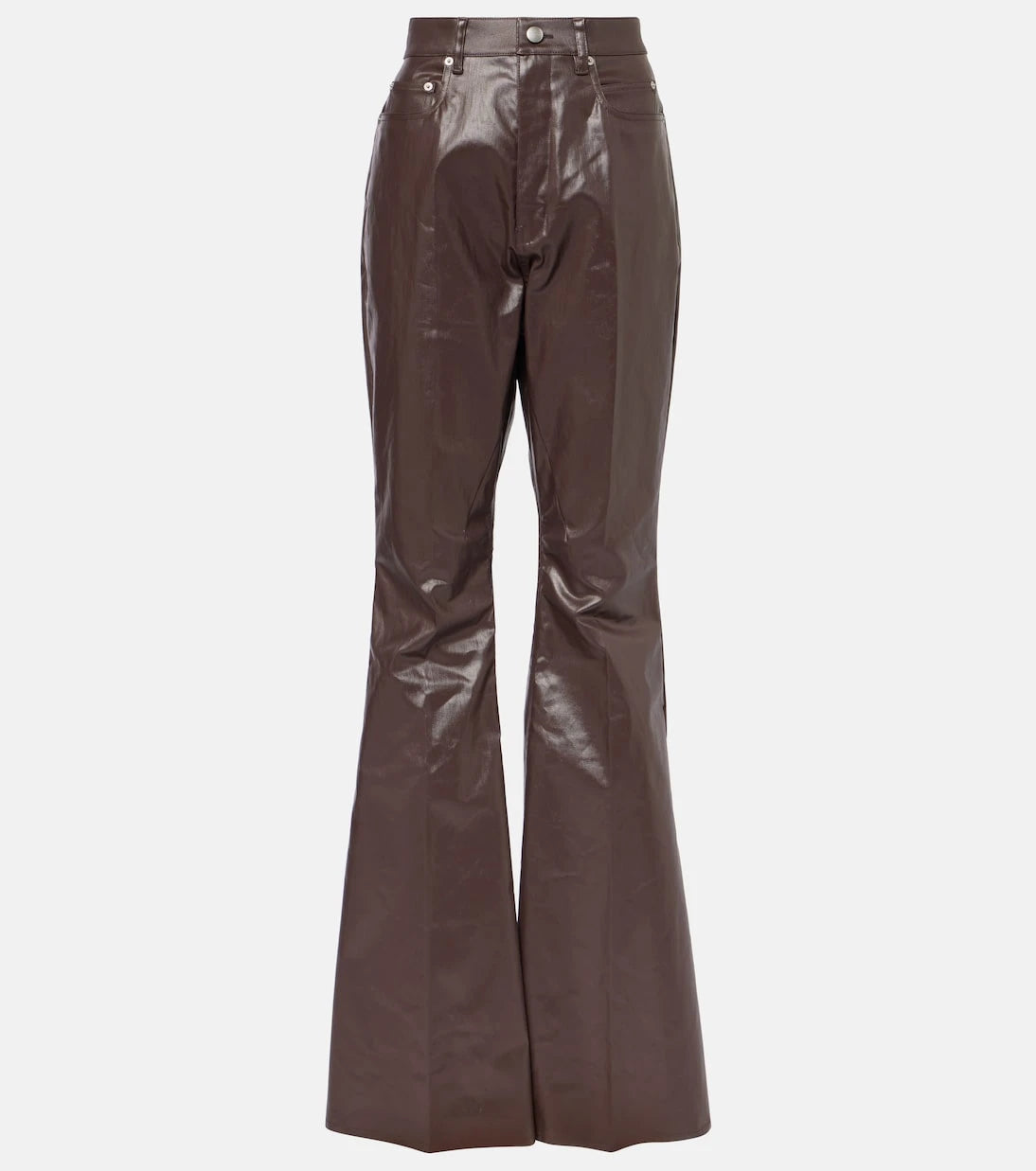 Rick Owens - High-rise coated canvas straight pants