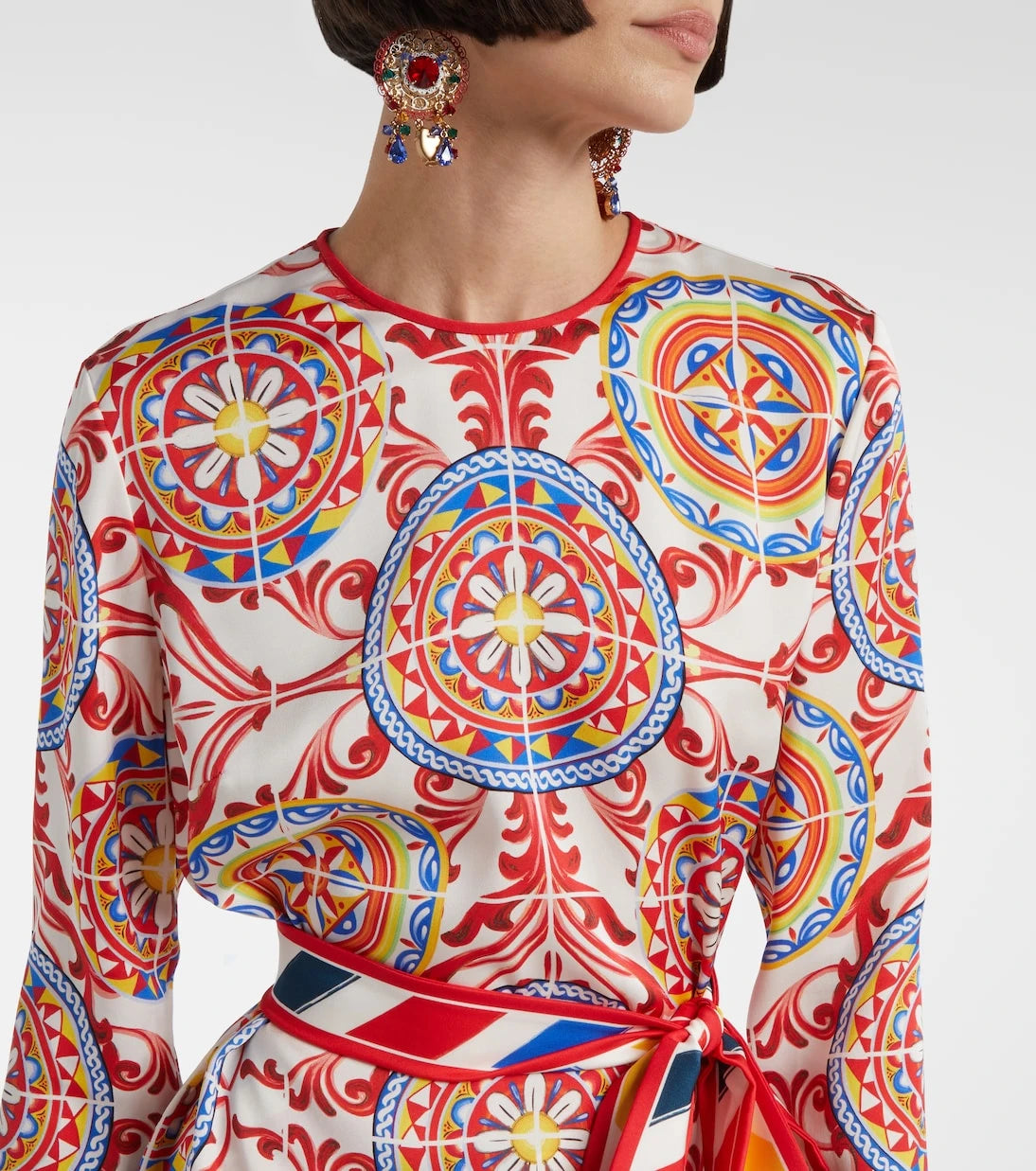 Dolce&Gabbana - Belted printed silk top
