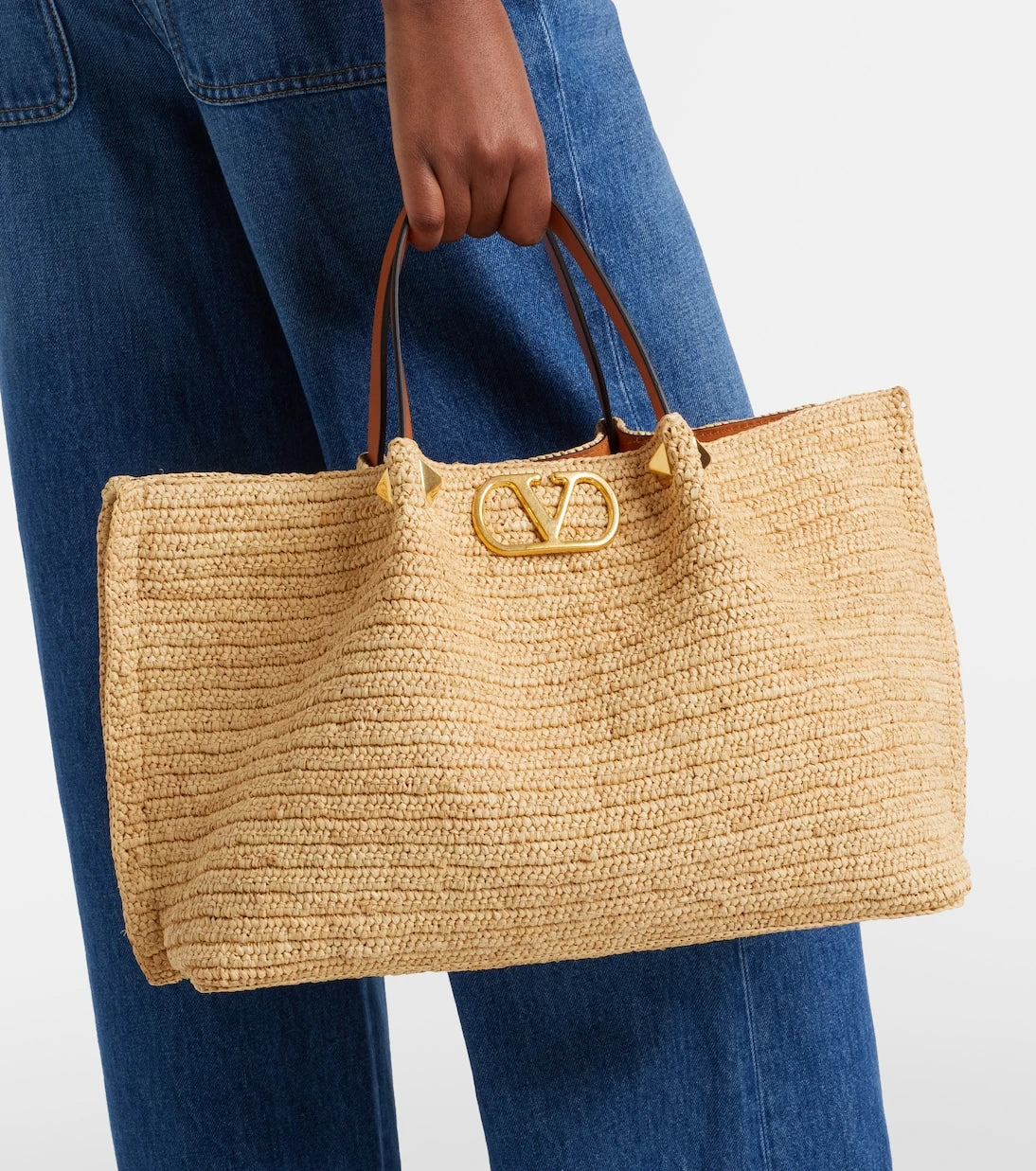 Valentino Garavani - VLogo Medium raffia tote bag