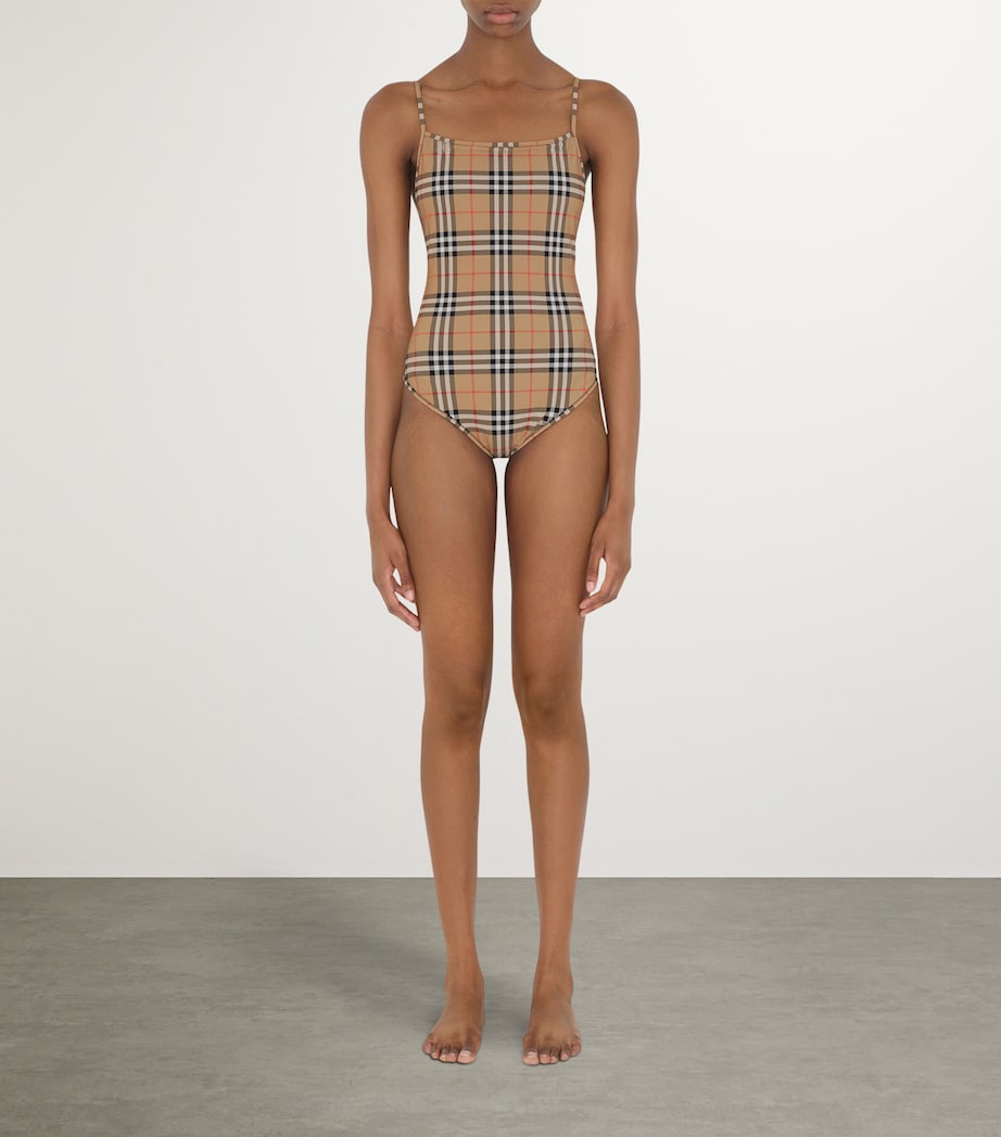 Beige Check Swimsuit