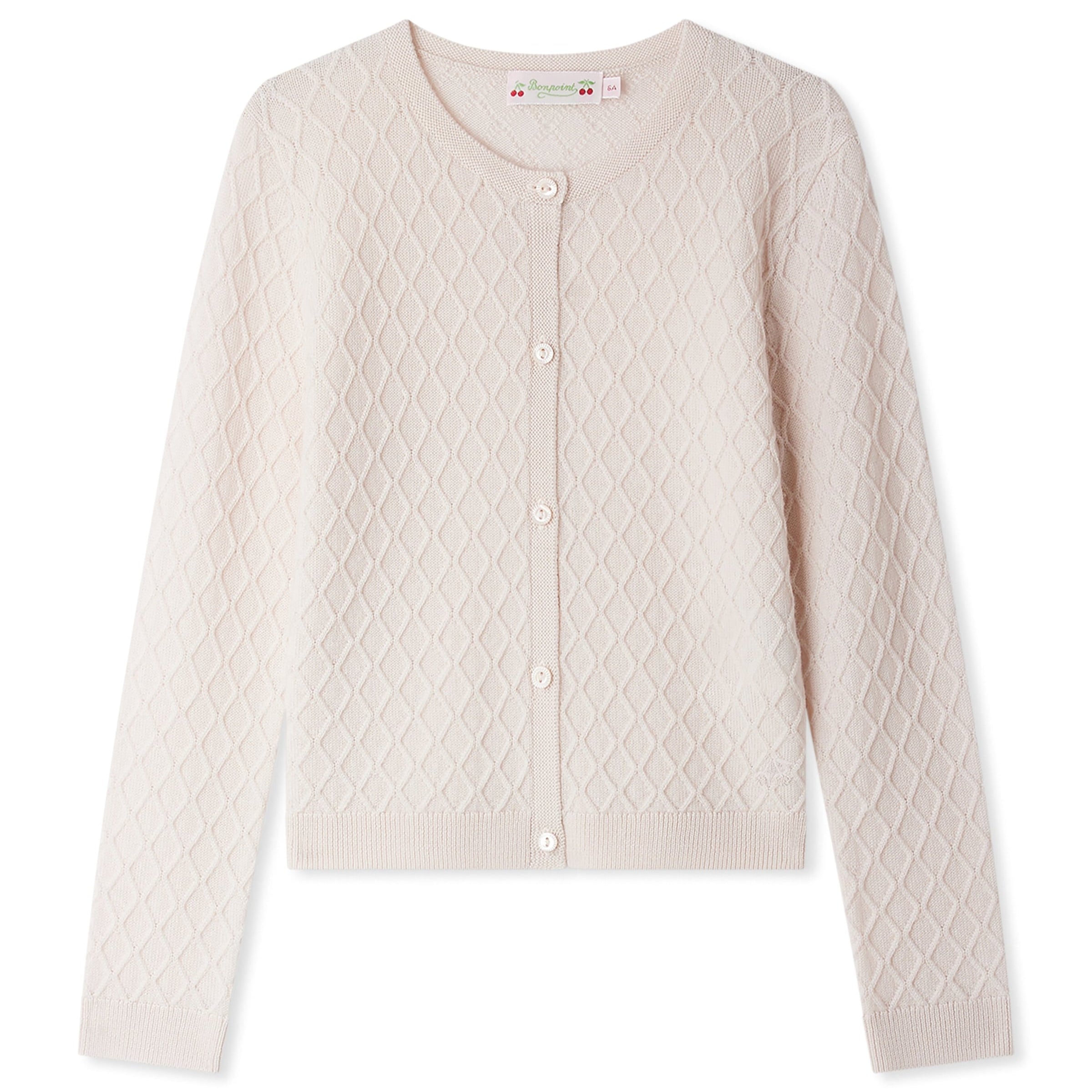 Bonpoint Wool Diamond-Knit Garancie Cardigan (4-8 Years)