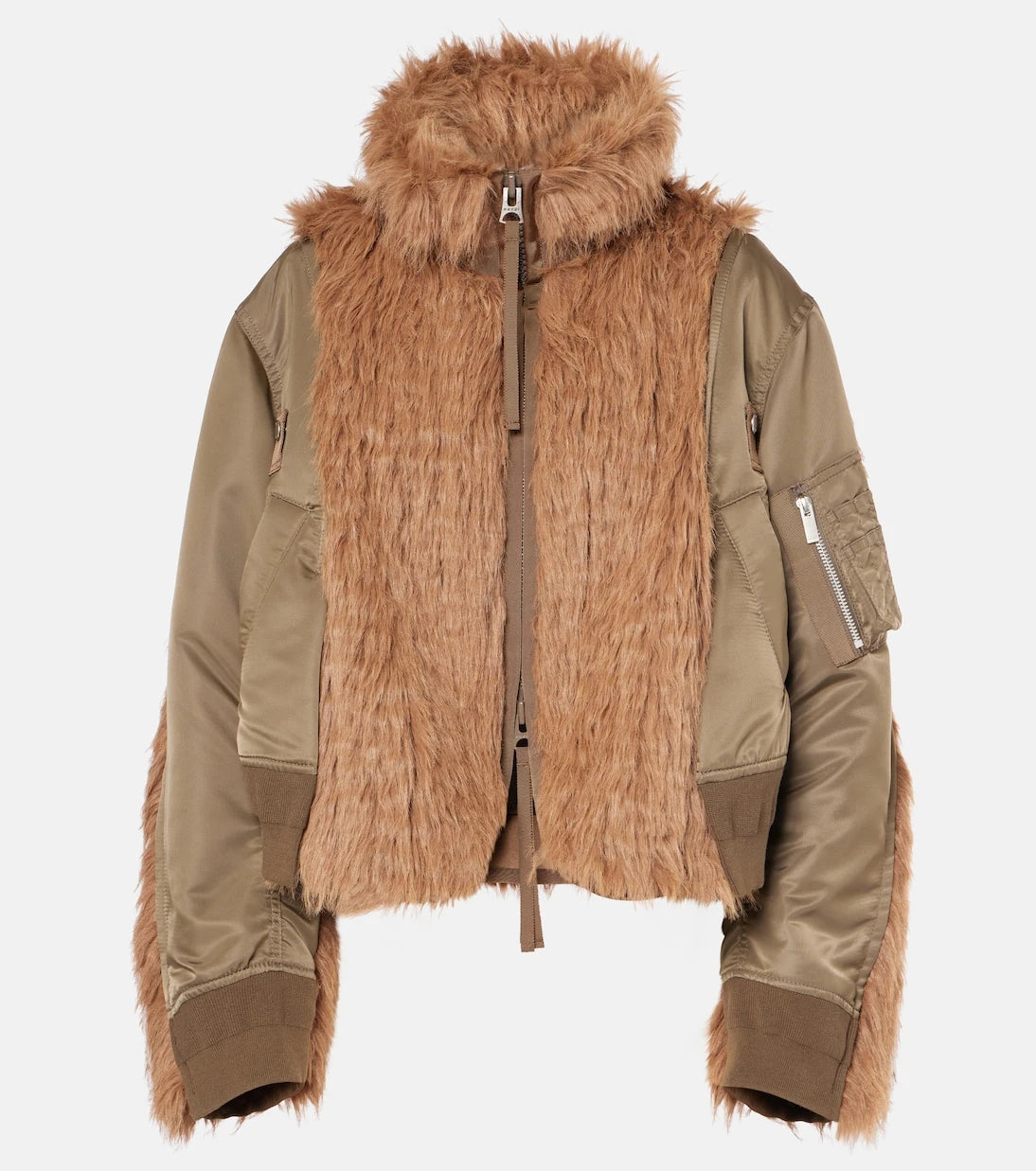 Sacai - جاكيت فني وفرو صناعي