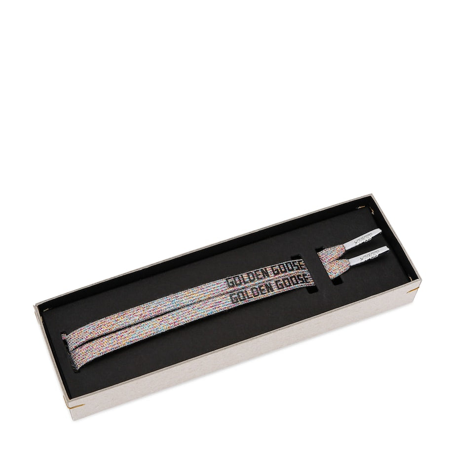 Multi Metallic Logo Print Laces