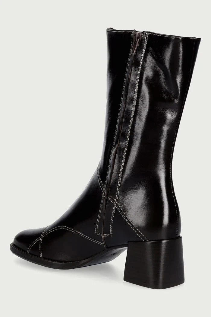 Diz altı kadın deri çizmeler Espresso calf /brown heel 86