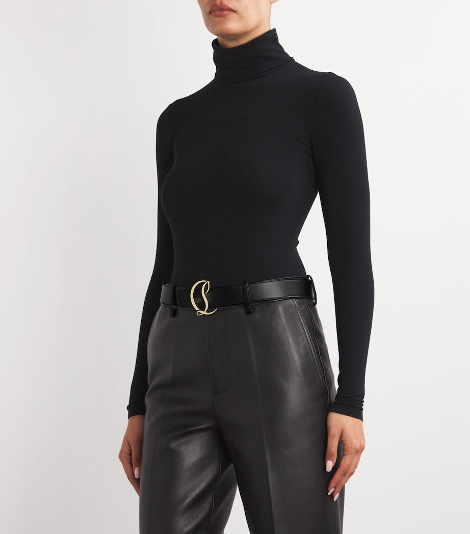 Red CL Logo Leather Belt