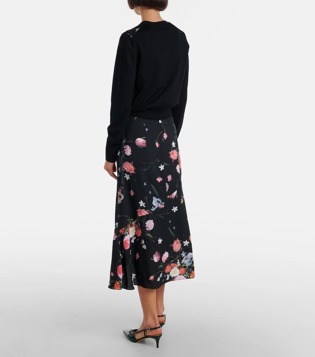 Erdem - Floral crêpe midi skirt