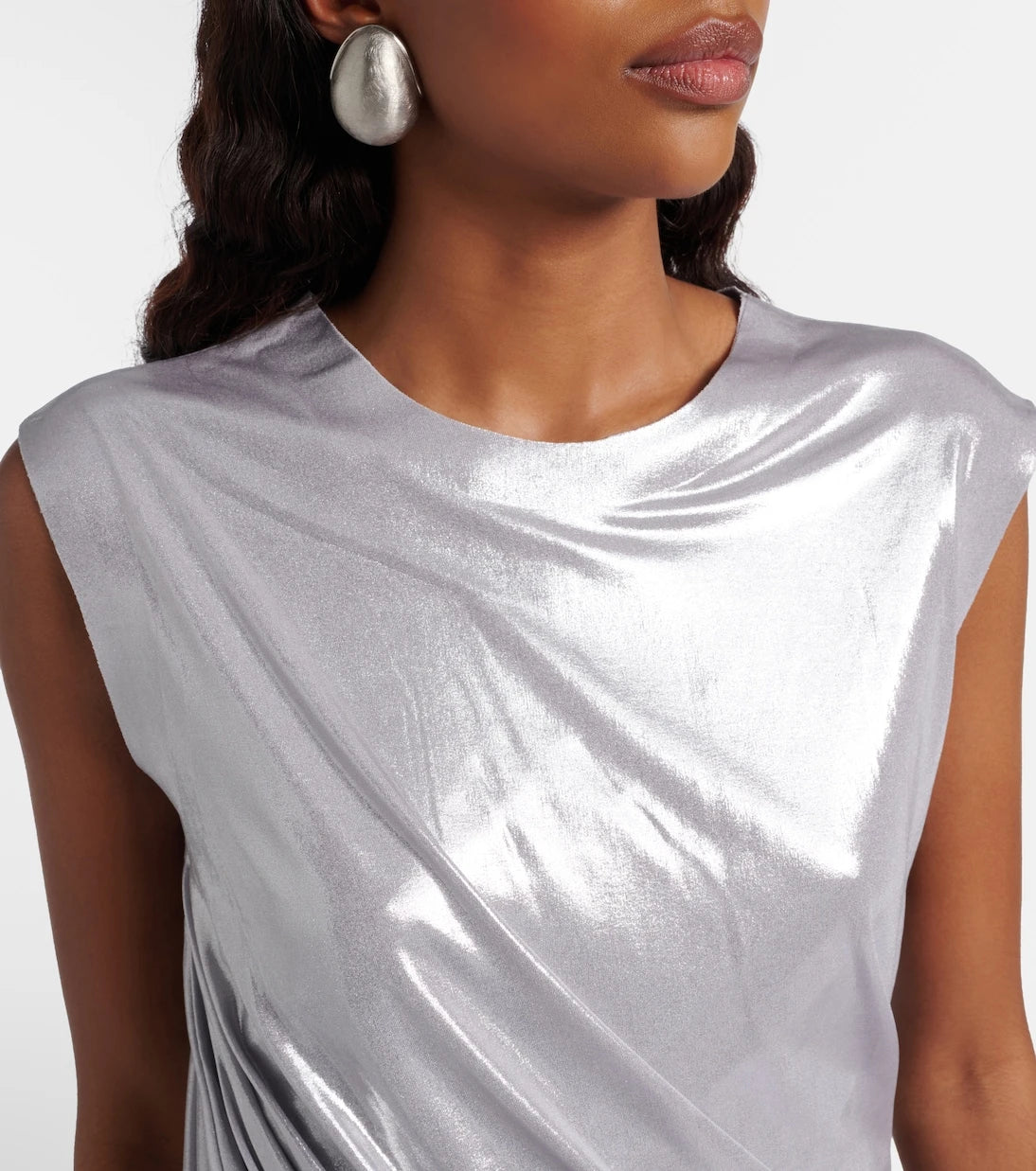 Norma Kamali - Twist metallic-effect top