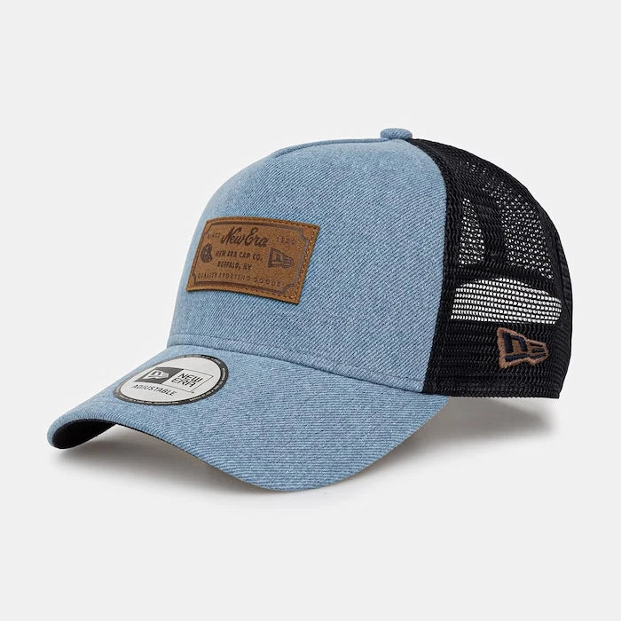 New Era trucker şapka DENIM LEATHER PATCH TRUCKER