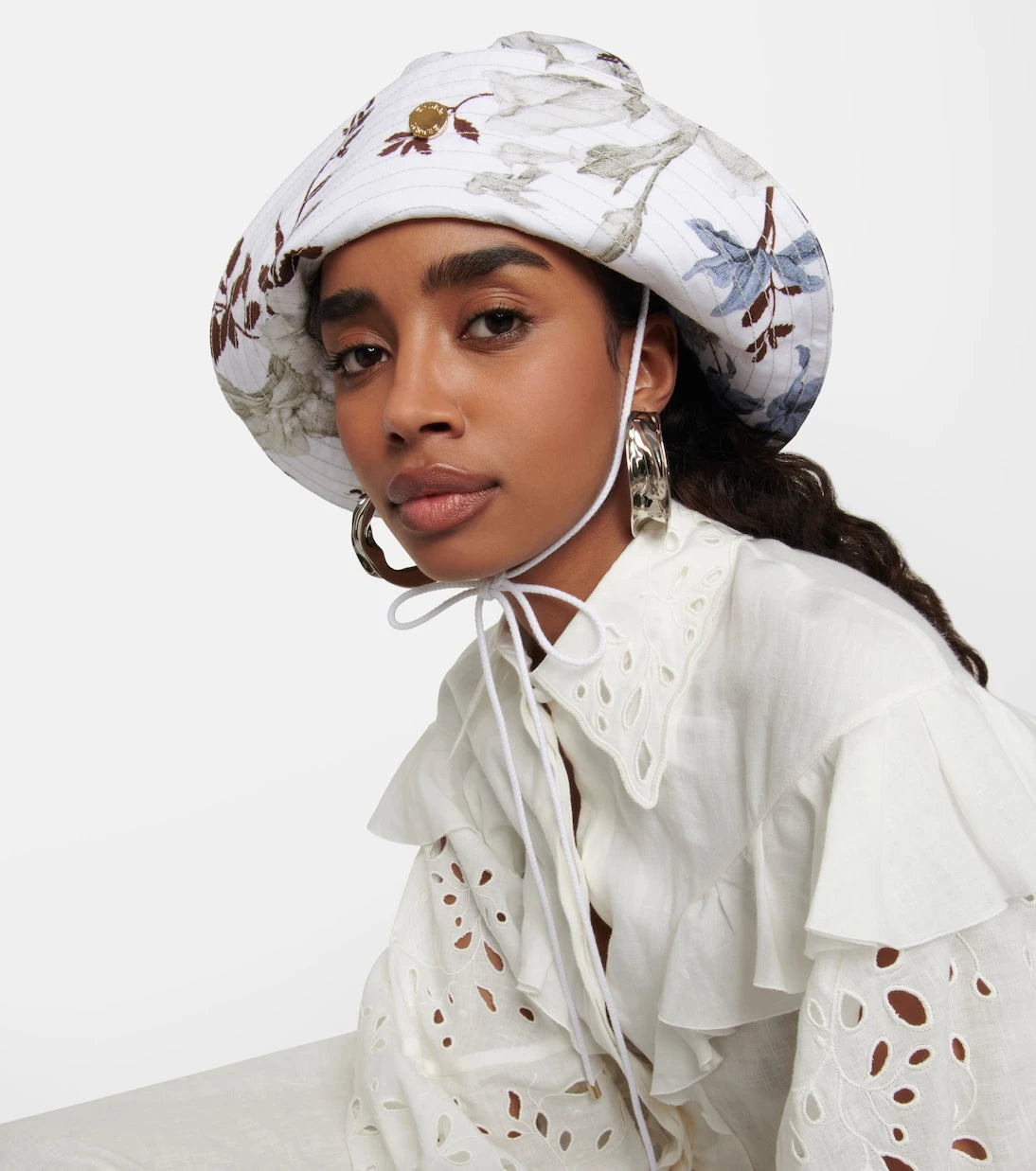 Erdem - Floral linen-blend bucket hat