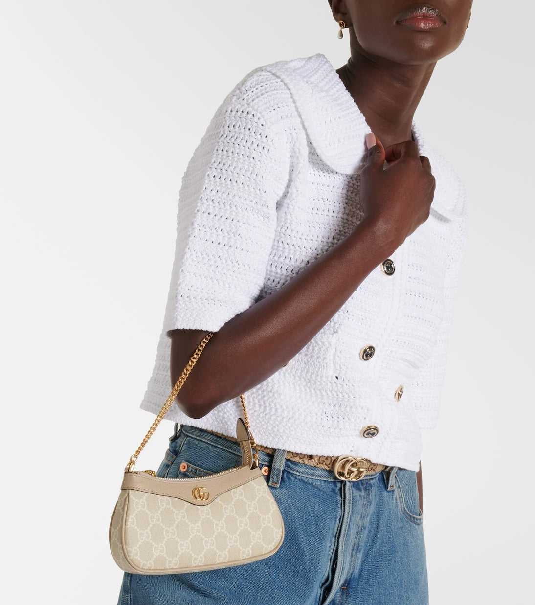 Gucci - Ophidia Mini leather-trimmed shoulder bag