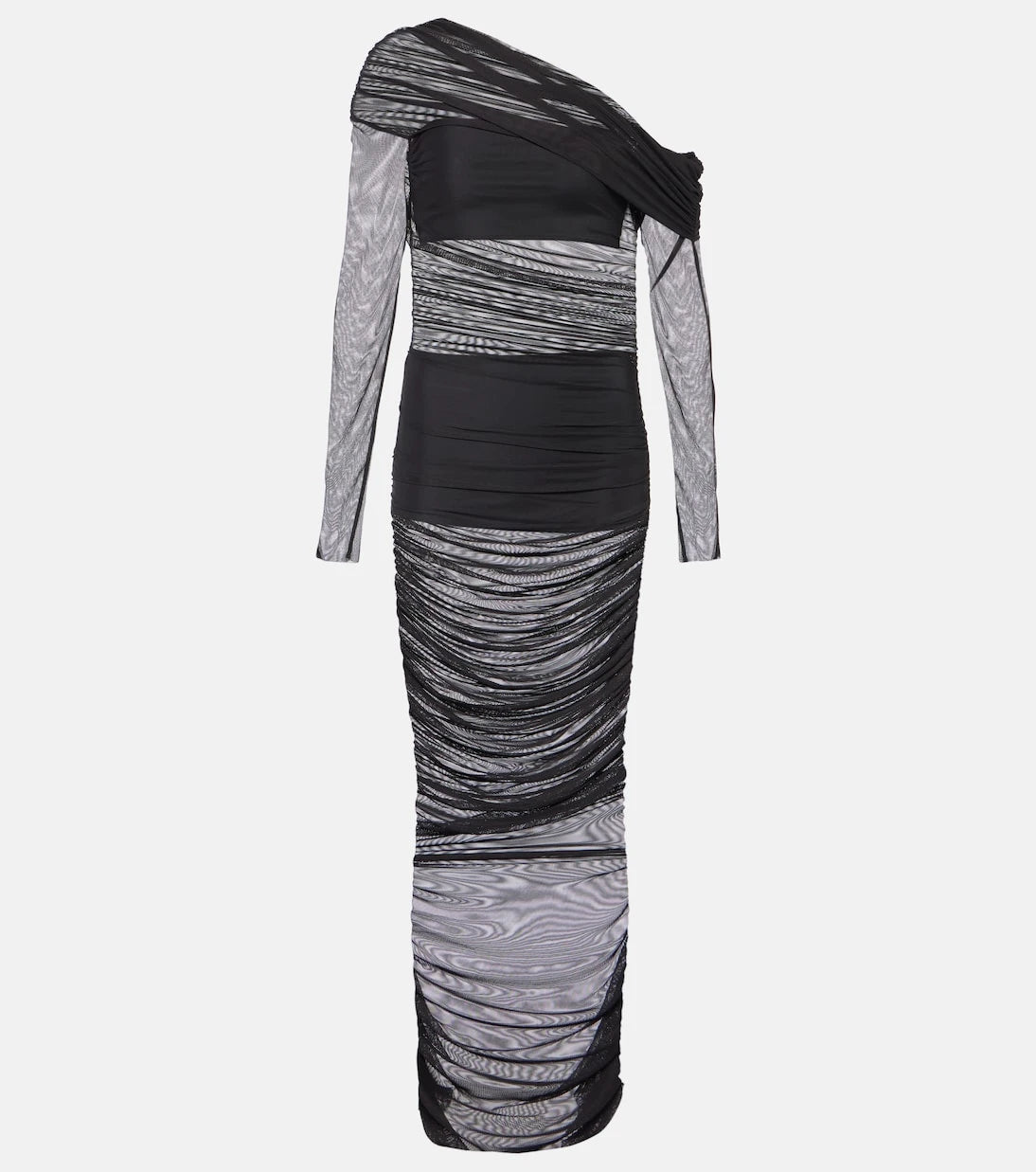 The Sei - One-shoulder ruched mesh midi dress