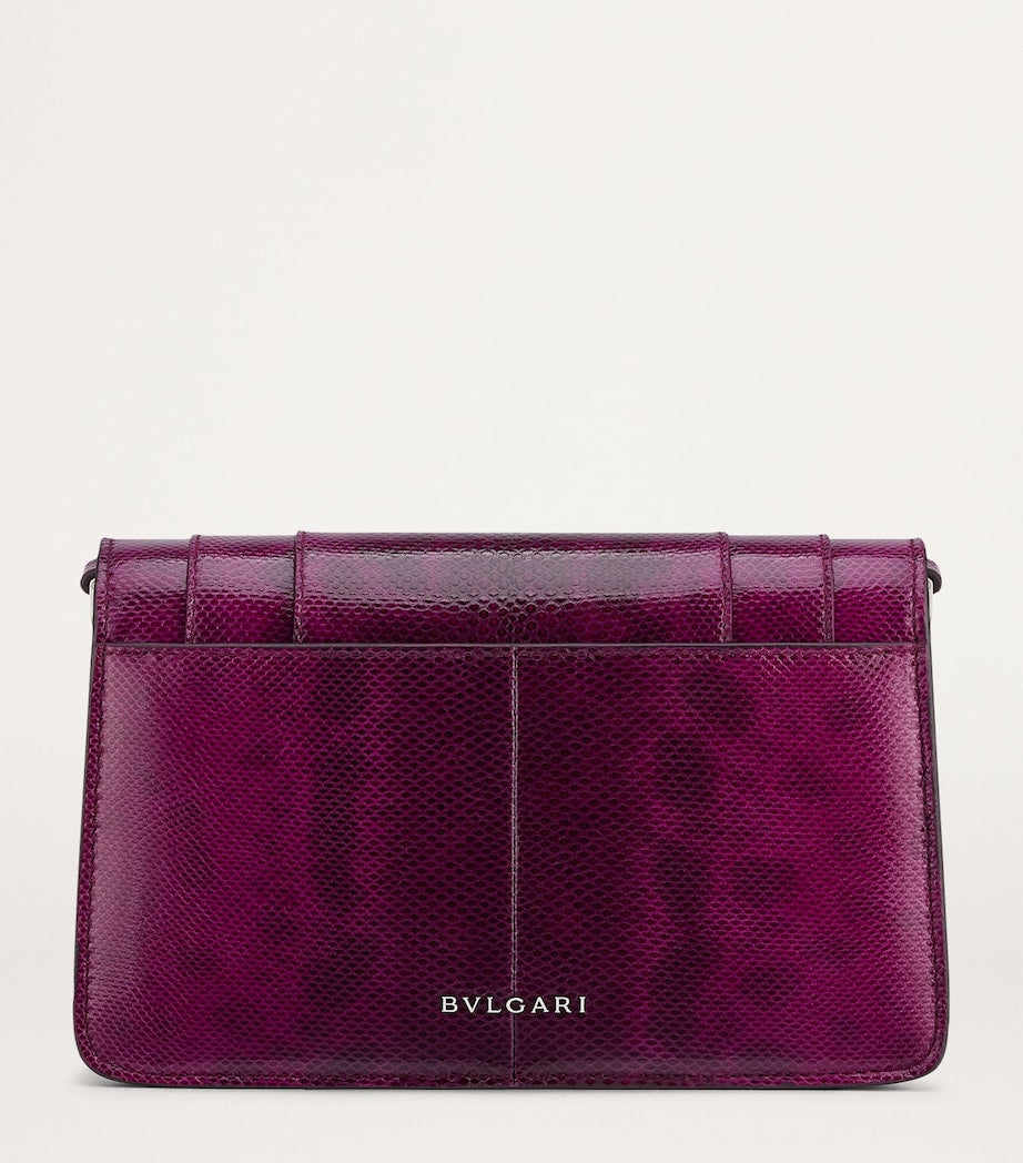 Bvlgari Purple Small Snakeskin Serpenti East West Shoulder Bag